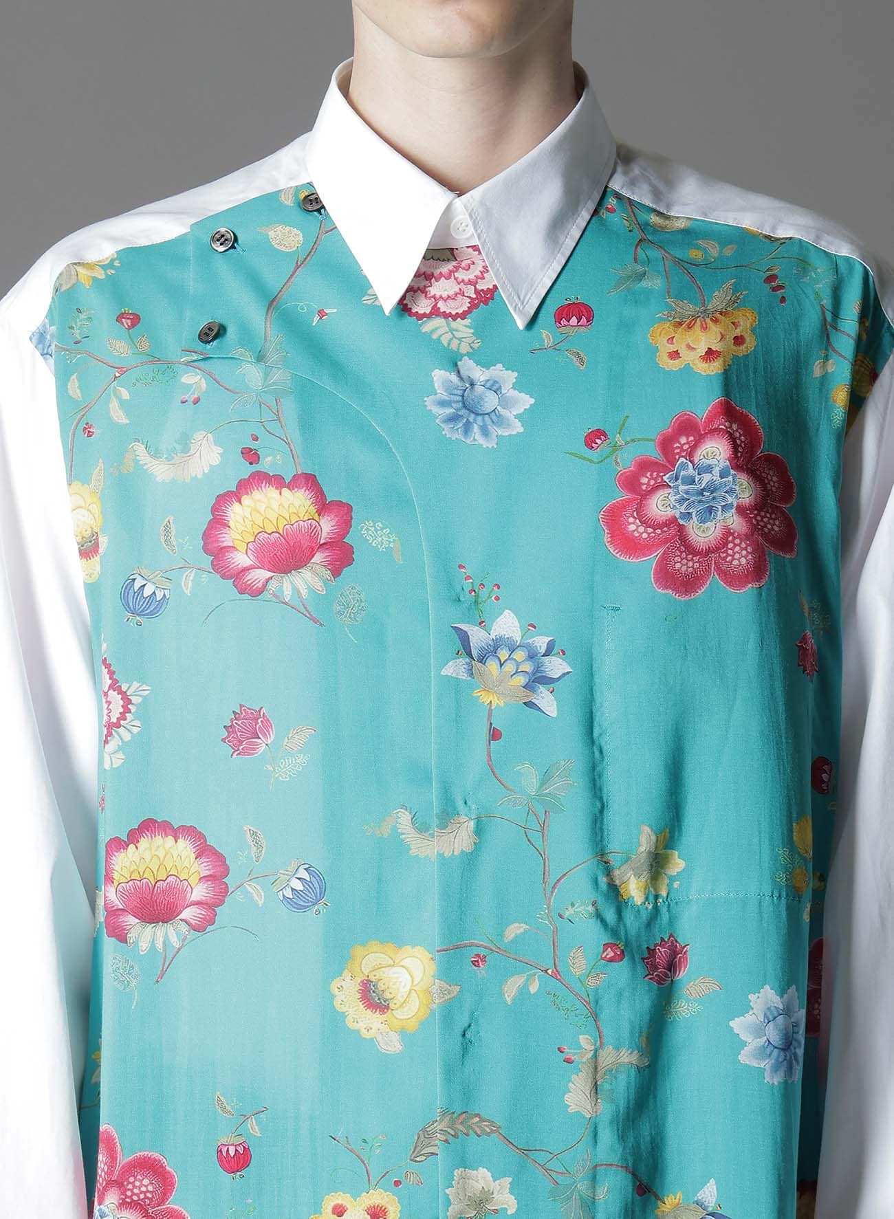 【1/17 10:00 Release】RAYON CHINESE FLOWER+COTTON BROAD  EXTRA MATERIAL BLOUSE