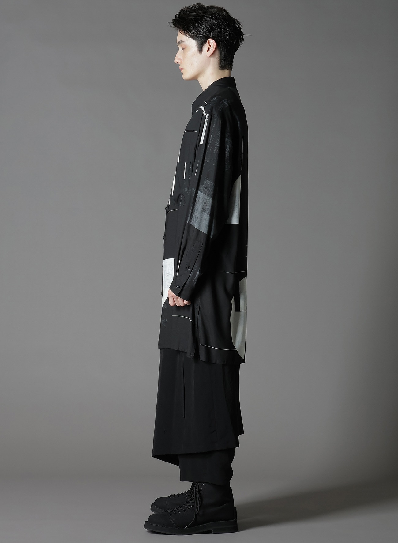 RAYON PRINT DOT PATTERN LONG SHIRT