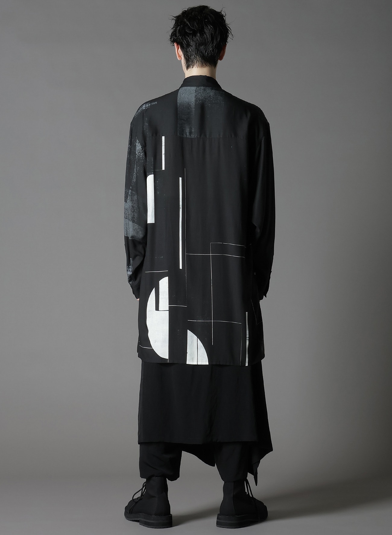 RAYON PRINT DOT PATTERN LONG SHIRT