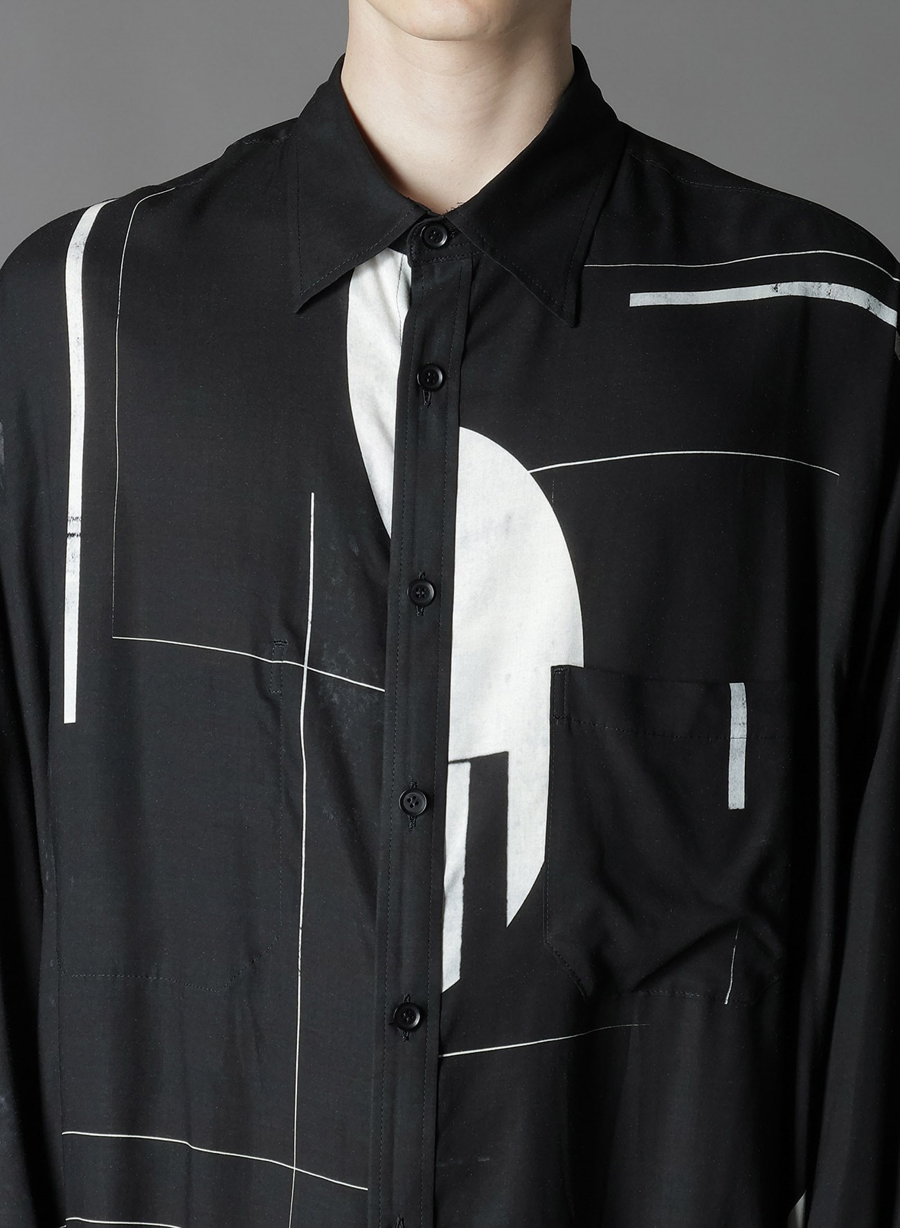 RAYON PRINT DOT PATTERN LONG SHIRT