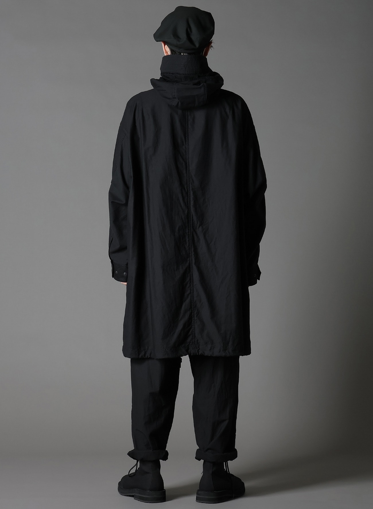 WIDE TWILL HIGH NECK HOODED MODS COAT