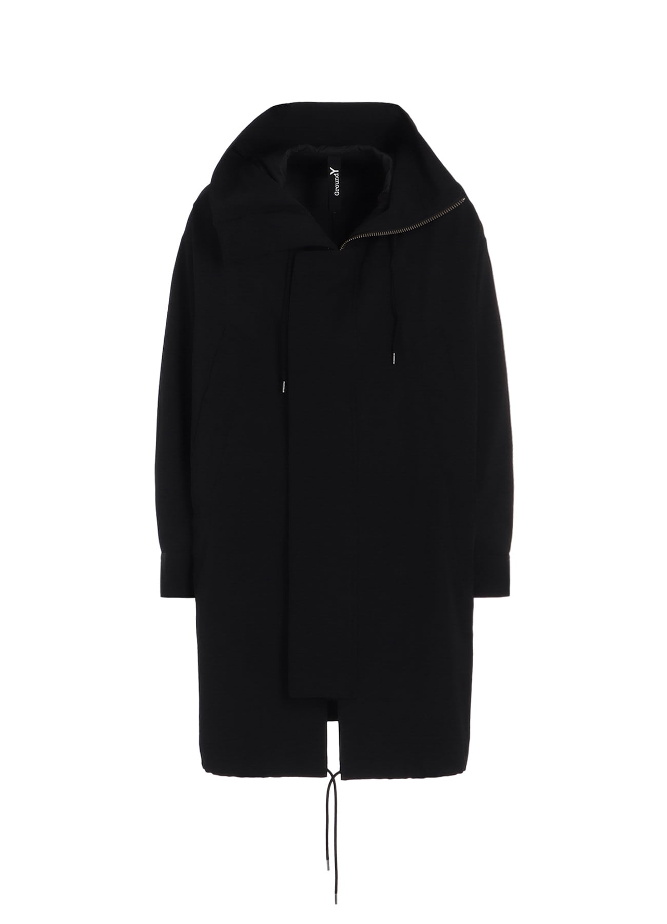 WOOL GABARDINE HIGH NECK HOODED MODS COAT