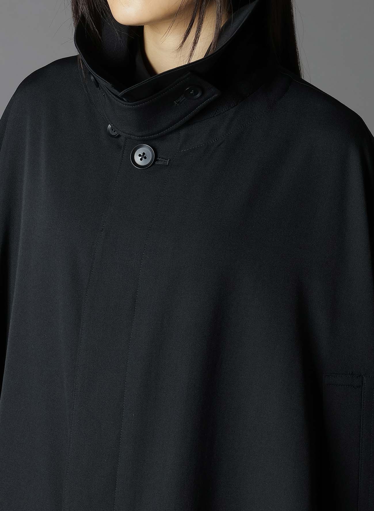 WOOL GABARDINE COLLARED CLOAK