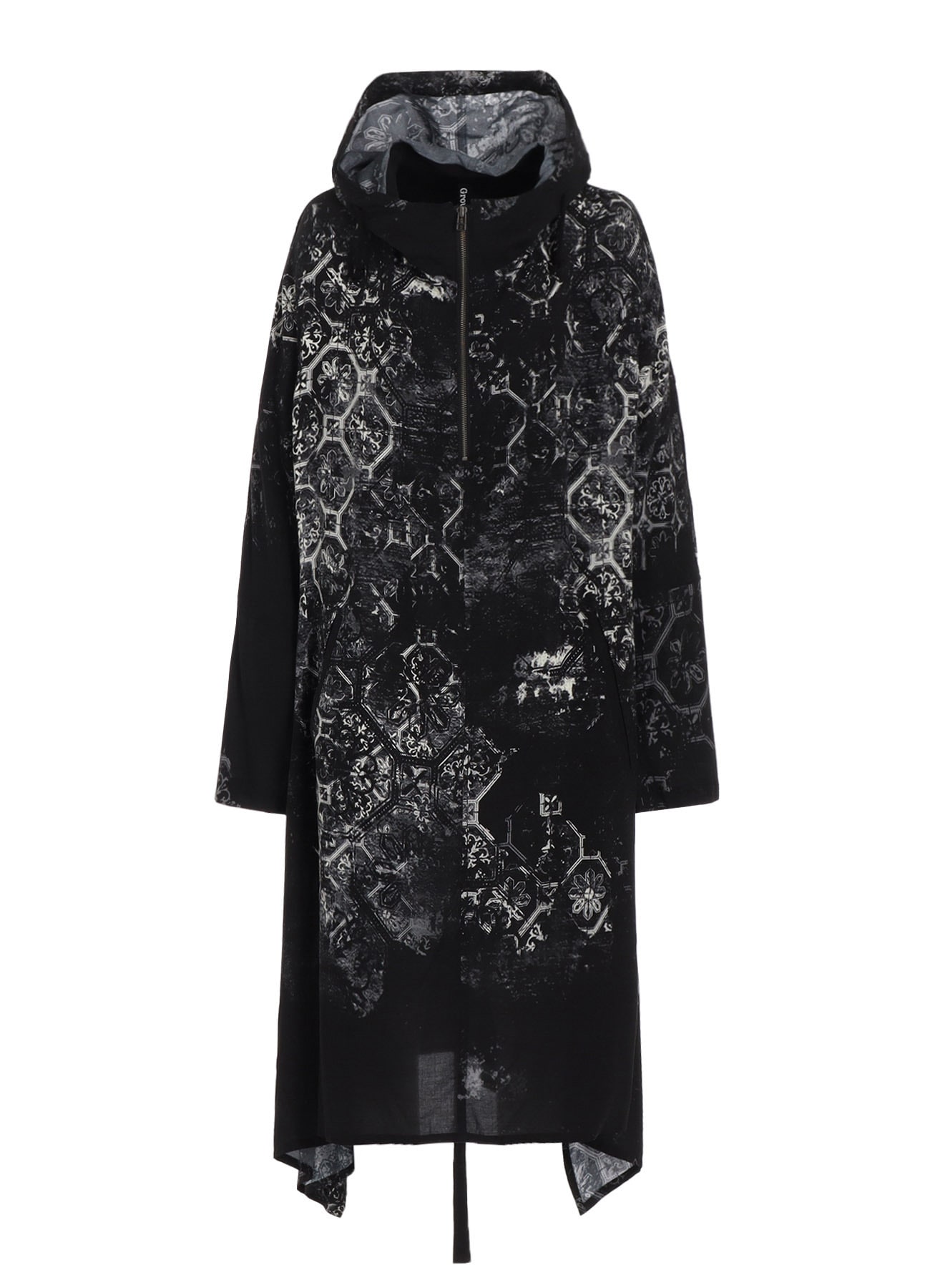 RAYON PRINT TILE PATTERN SIDE CUT-OUT DRESSES