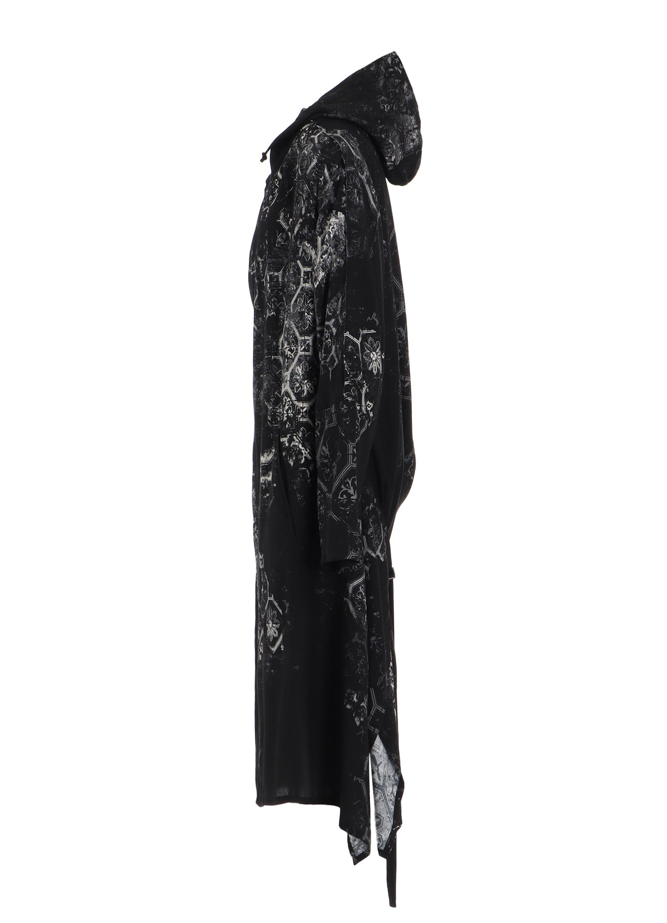 RAYON PRINT TILE PATTERN SIDE CUT-OUT DRESSES
