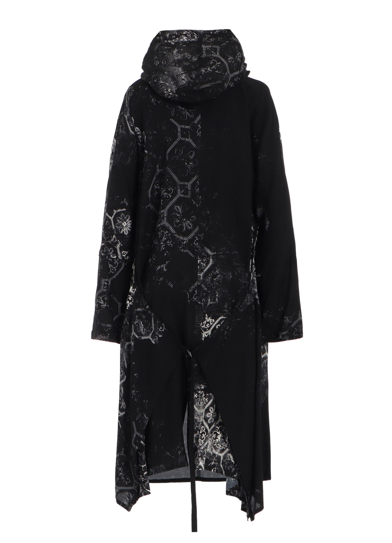 RAYON PRINT TILE PATTERN SIDE CUT-OUT DRESSES