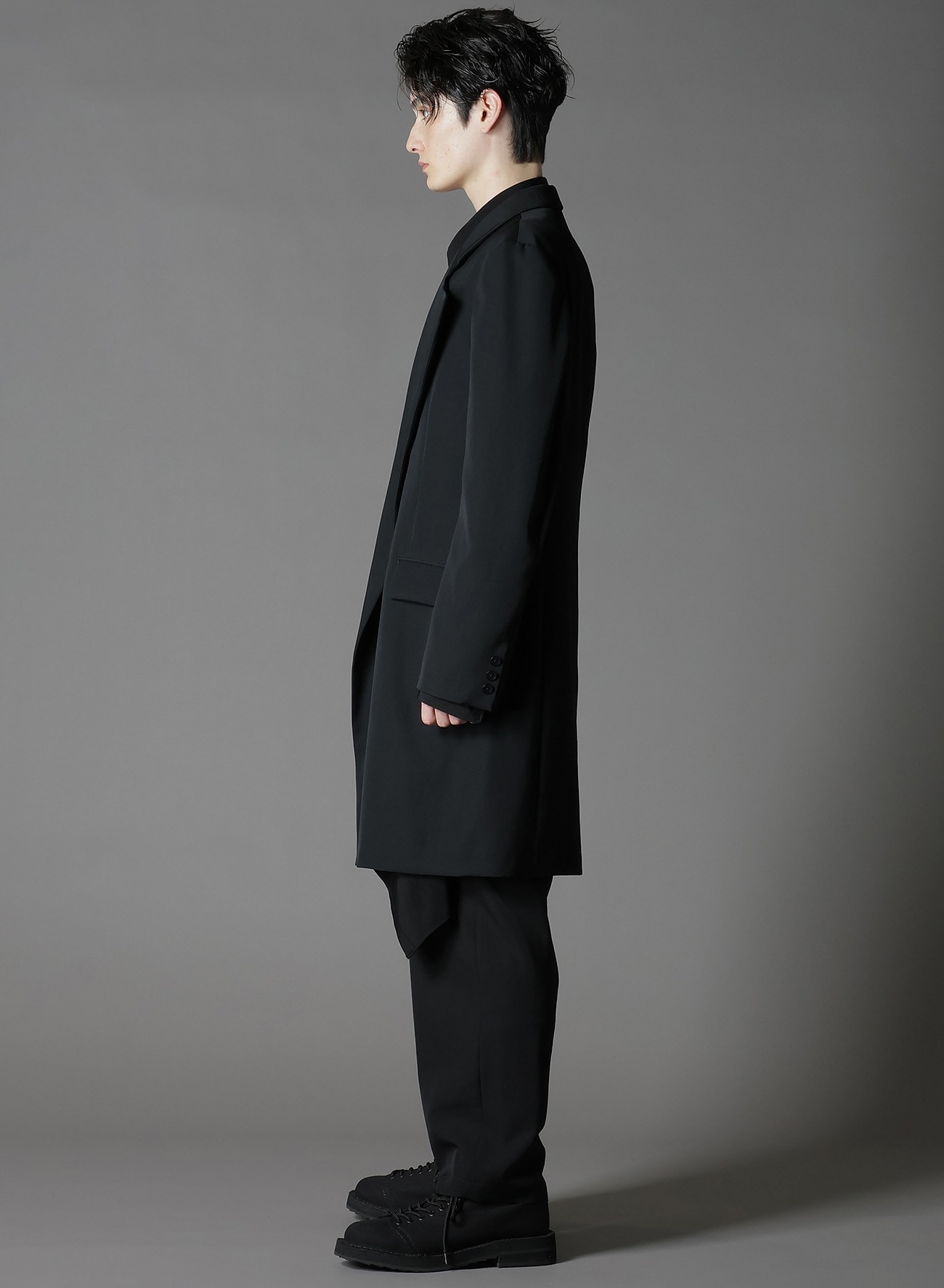 WOOL GABARDINE ASYMMETRICAL JACKET