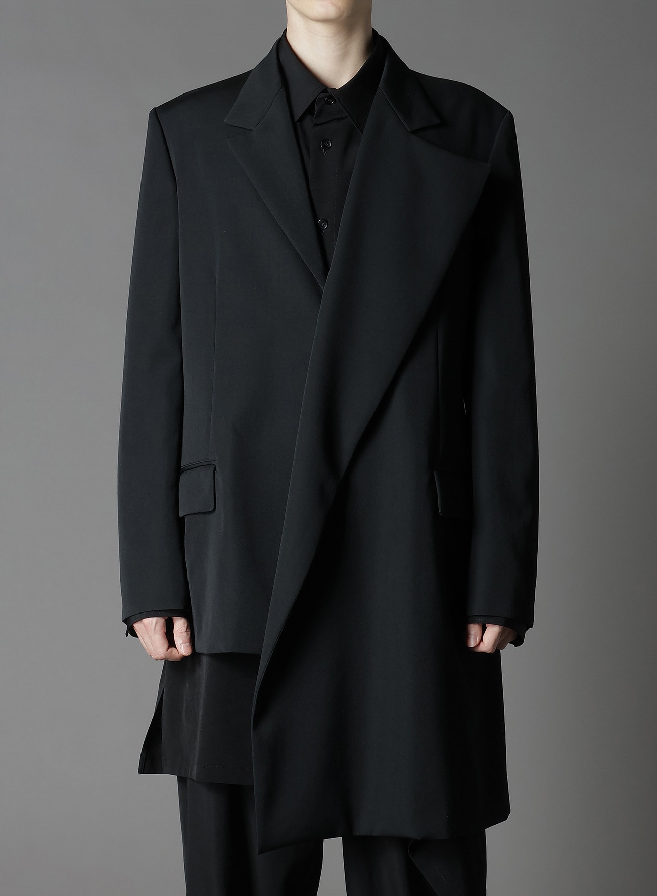 WOOL GABARDINE ASYMMETRICAL JACKET