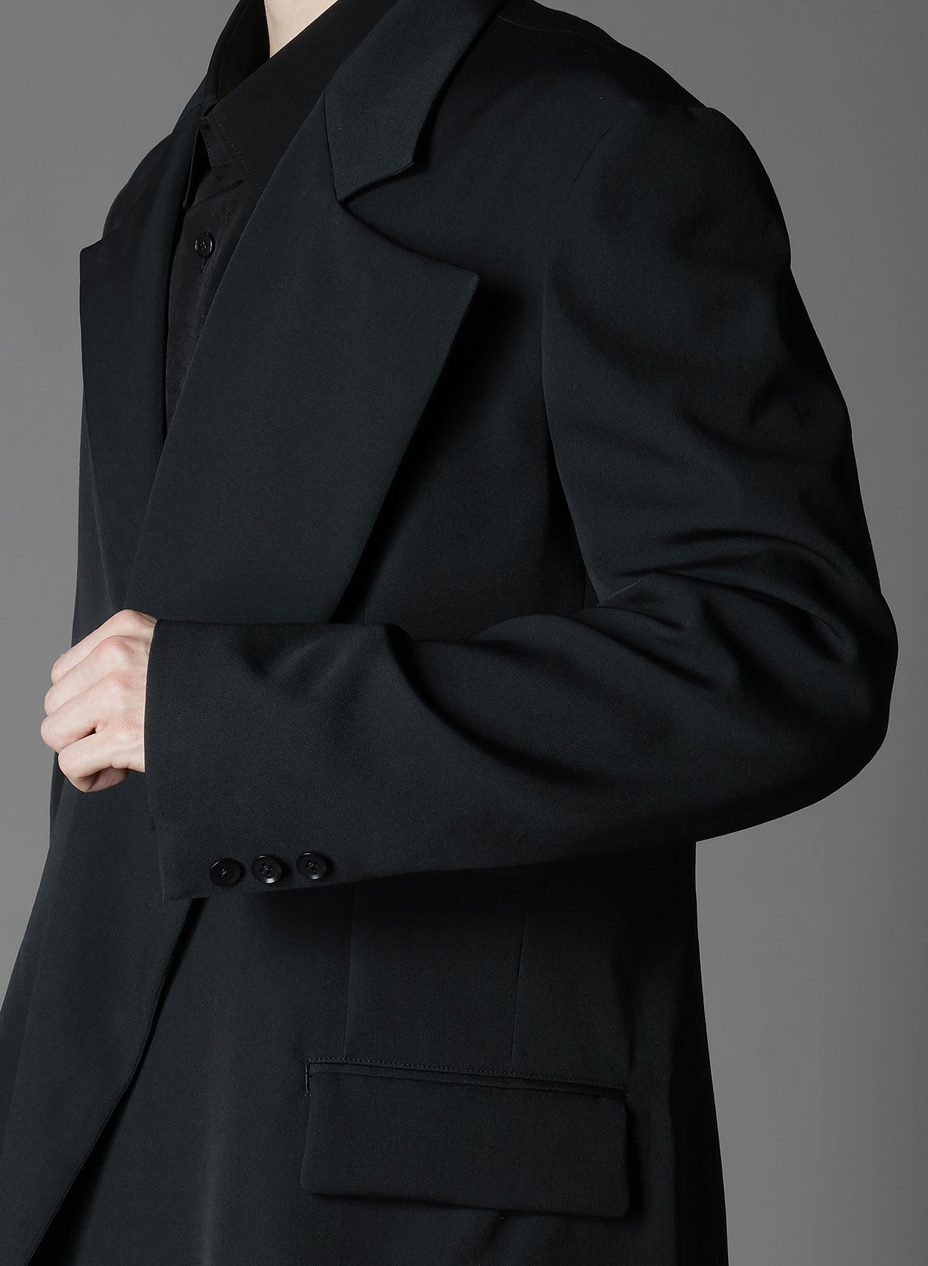 WOOL GABARDINE ASYMMETRICAL JACKET