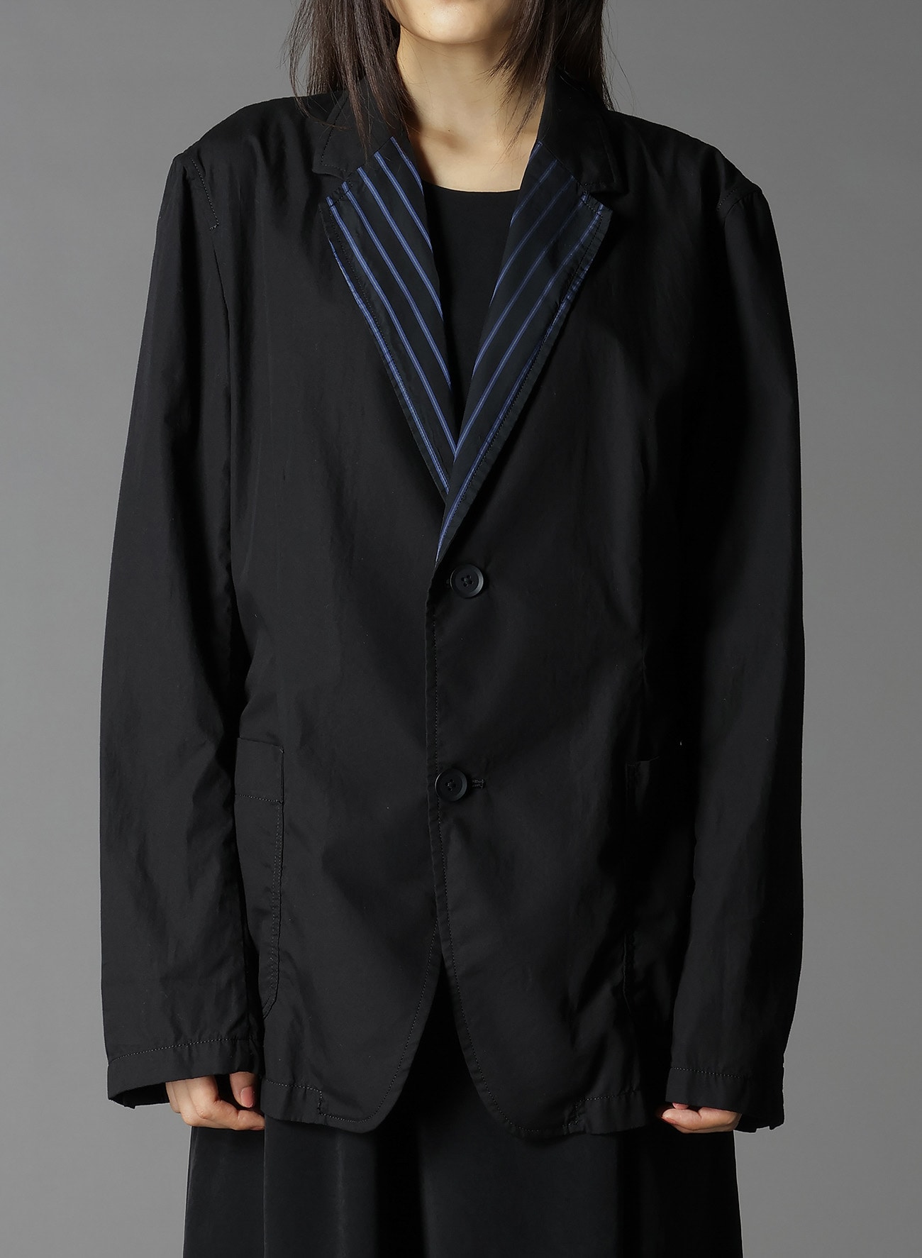 COTTON BROAD + CUPRA STRIPE STRIPE SWITCHING SHORT JACKET