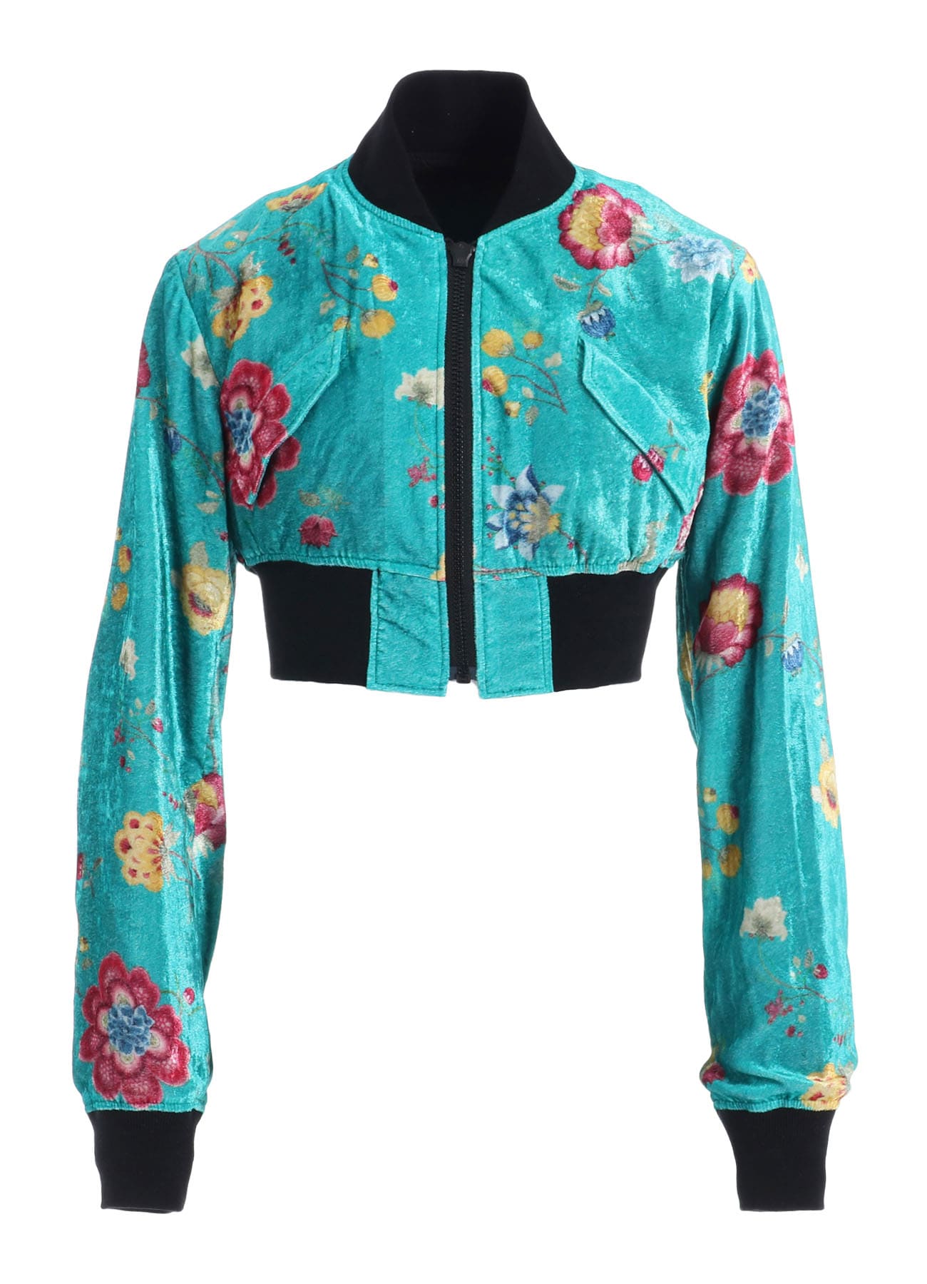 【1/17 10:00 Release】RAYON VELVET CHINESE FLOWER+NY SWITCHING MATERIAL SHORT JACKET