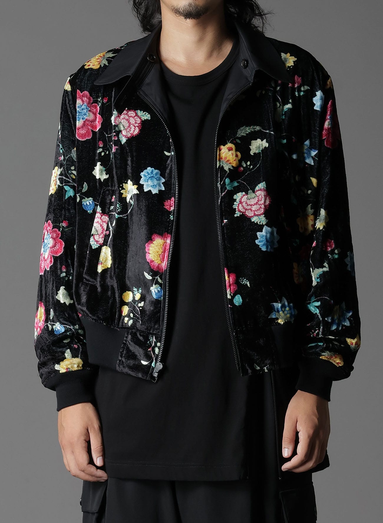 【1/17 10:00 Release】RAYON VELVET CHINESE FLOWER+NY SWITCHING MATERIAL BLOUSON