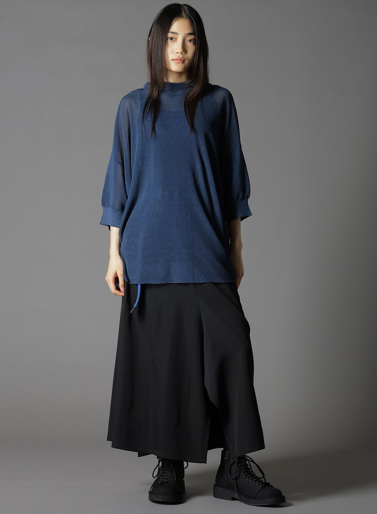 PAPER YARN SHEER HIGH NECK KNIT