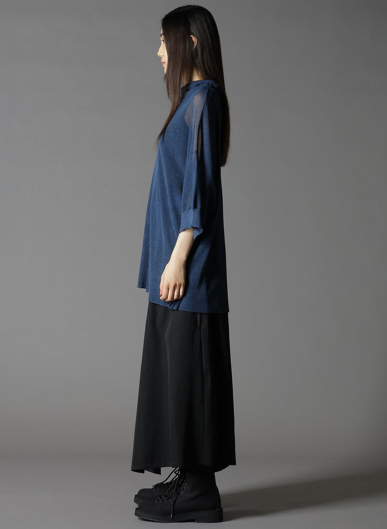PAPER YARN SHEER HIGH NECK KNIT