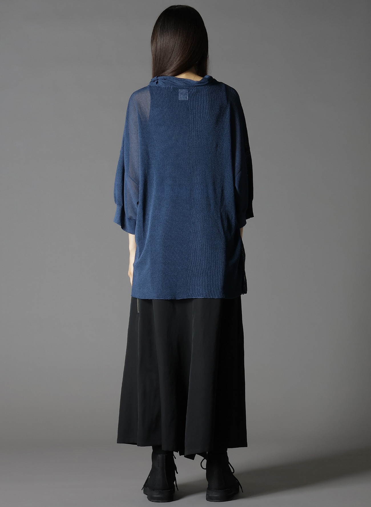 PAPER YARN SHEER HIGH NECK KNIT