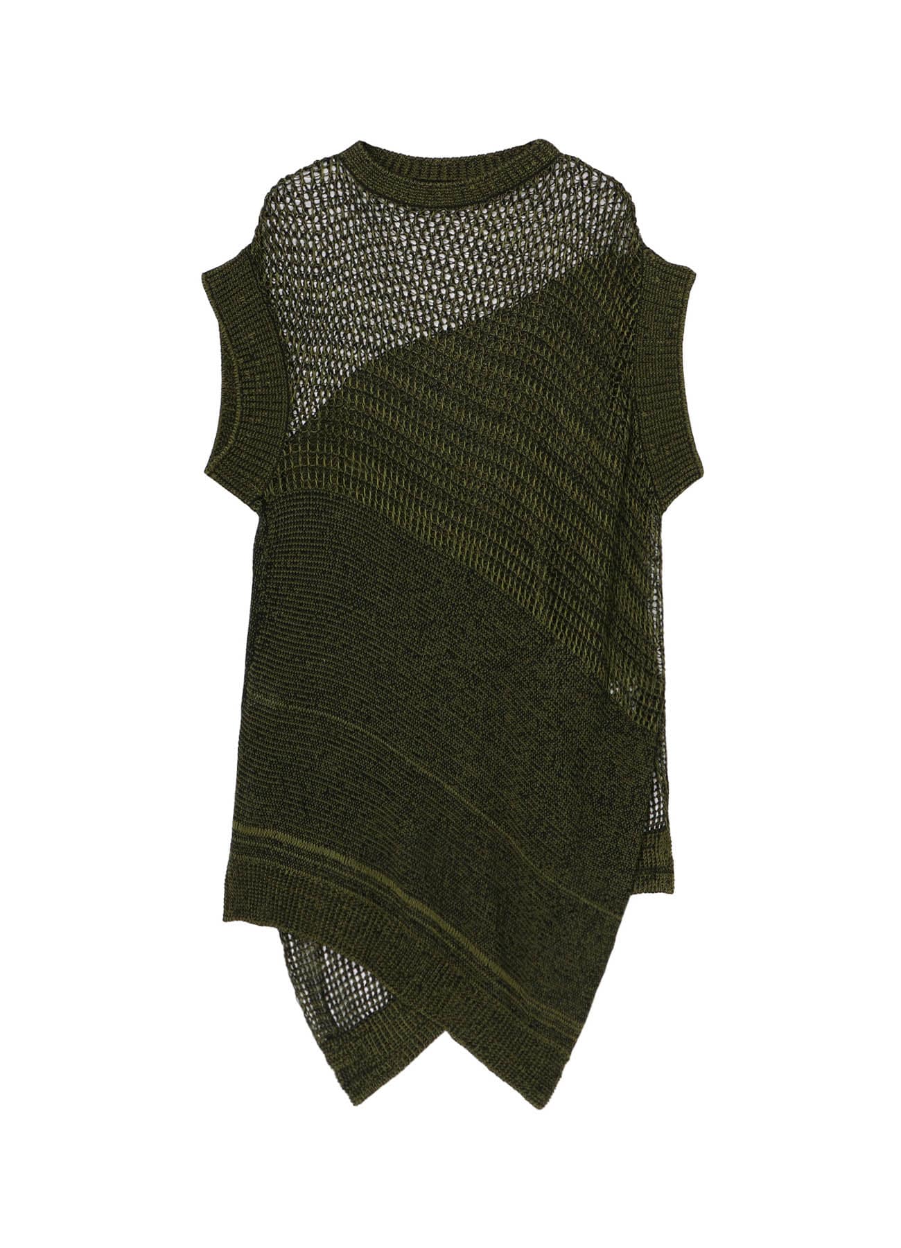 CODE YARN MESH LONG KNIT VEST