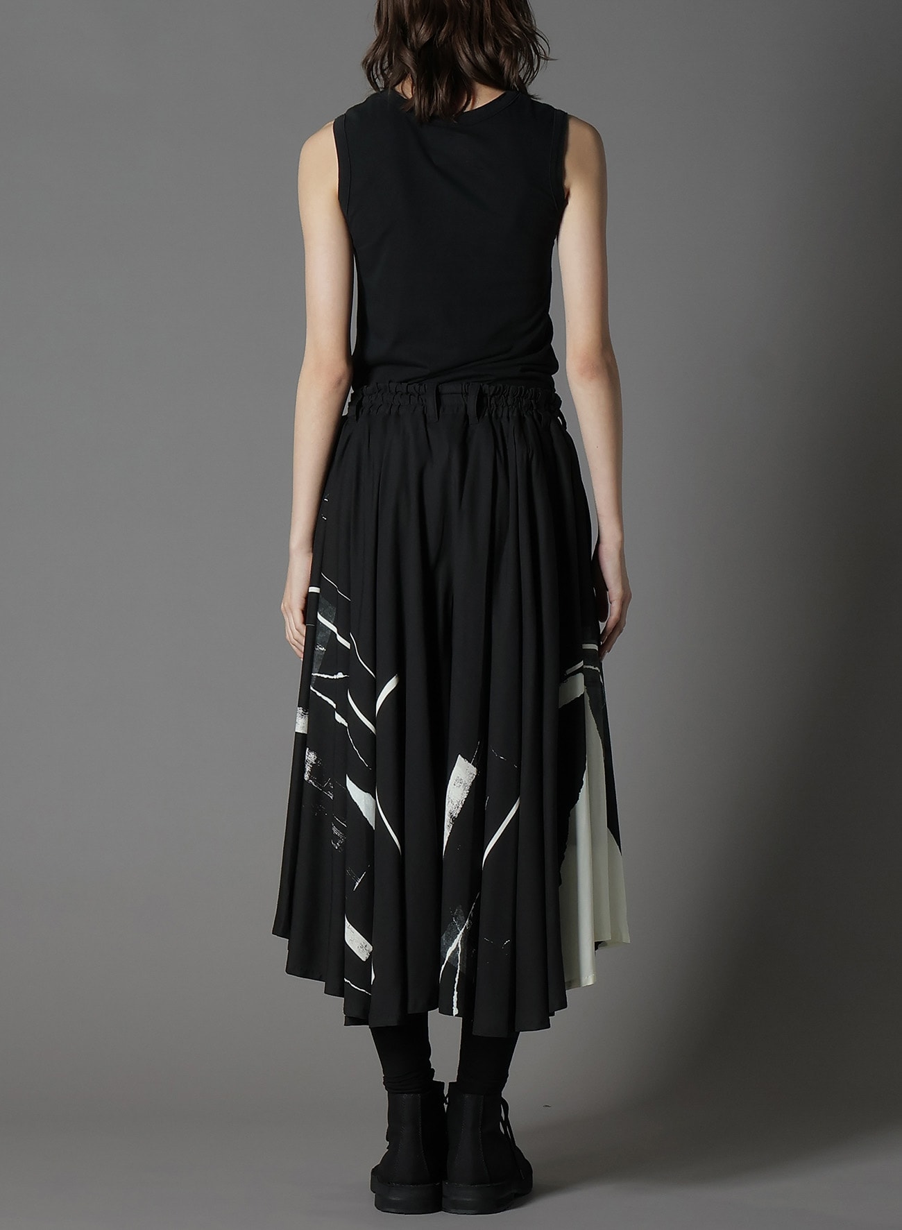 RAYON PRINT TORN PATTERN CIRCLE PANTS
