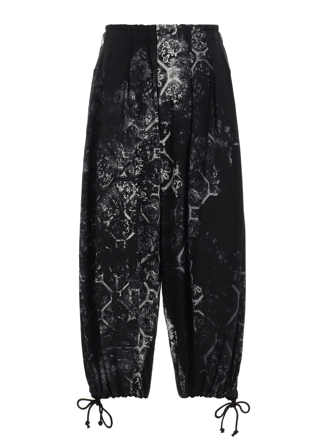 RAYON PRINT TILE PATTERN BALLOON PANTS