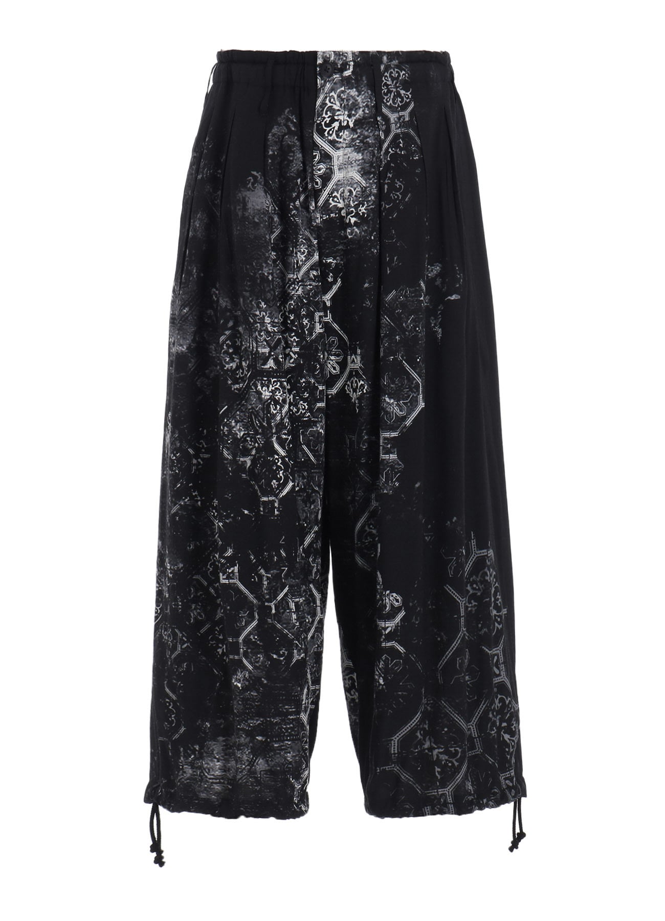 RAYON PRINT TILE PATTERN BALLOON PANTS