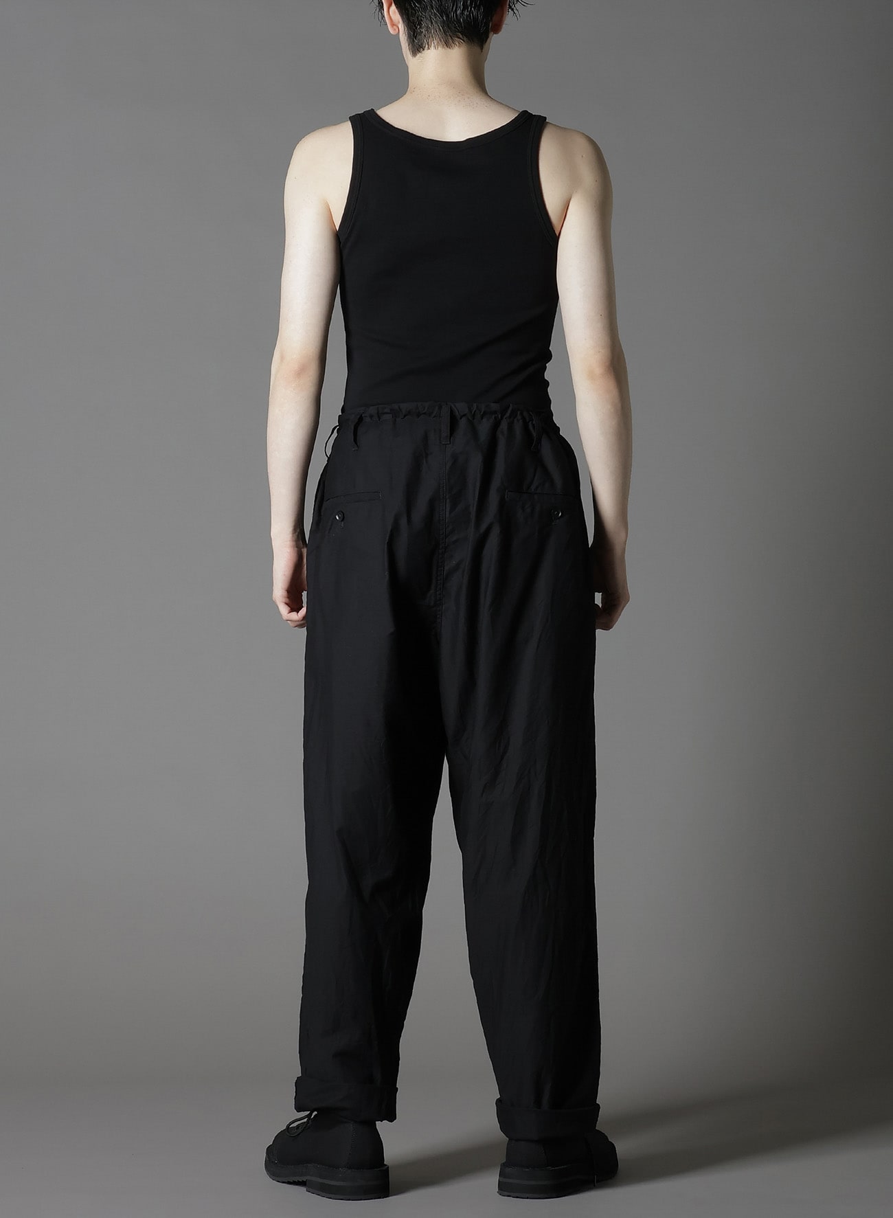 COTTON TWILL WAIST DRAWSTRING PANTS