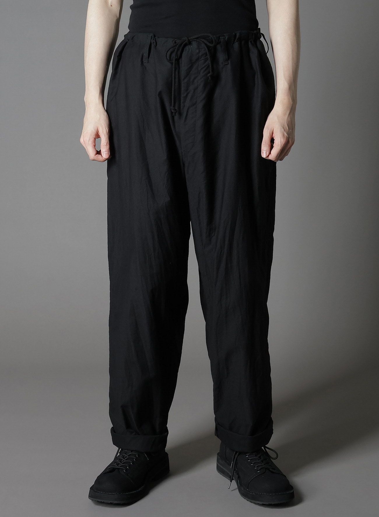 COTTON TWILL WAIST DRAWSTRING PANTS