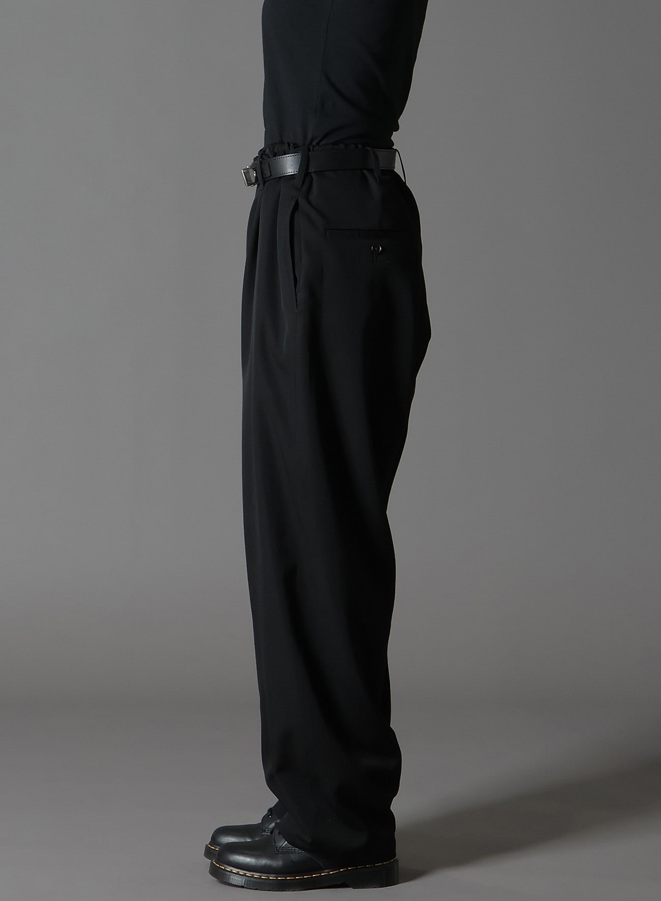 WOOL GABARDINE WAIST DRAWSTRING PANTS