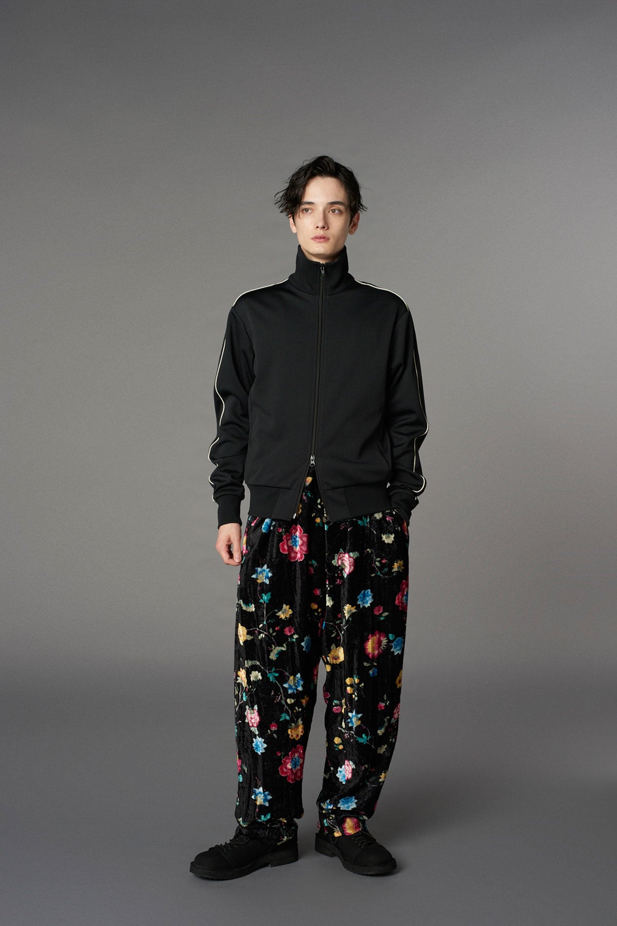 【1/17 10:00 Release】RAYON VELVET PRINT CHINESE FLOWER WAIST DRAWSTRING PANTS