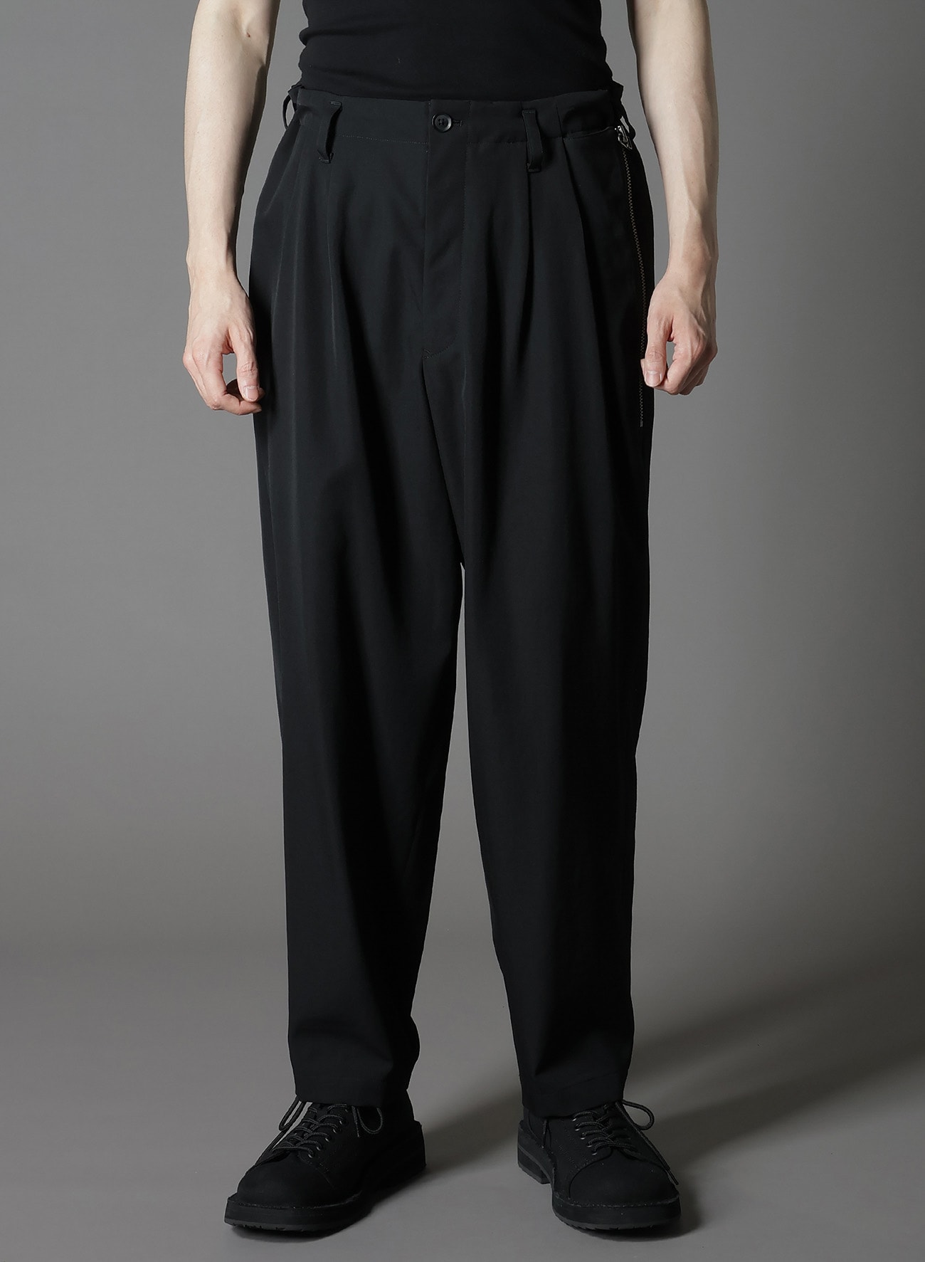 WOOL GABARDINE ZIPPER PK PANTS