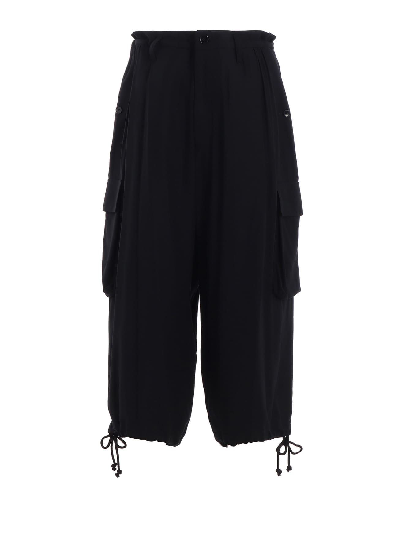 RAYON TWILL 3D HALF POCKET PANTS(FREE SIZE BLACK): Ground Y