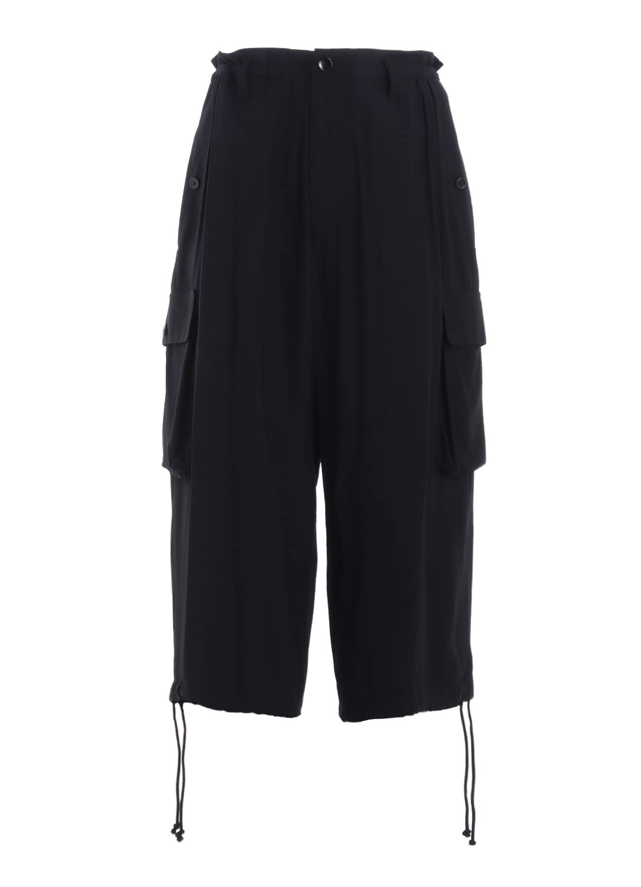 RAYON TWILL 3D HALF POCKET PANTS(FREE SIZE BLACK): Ground Y