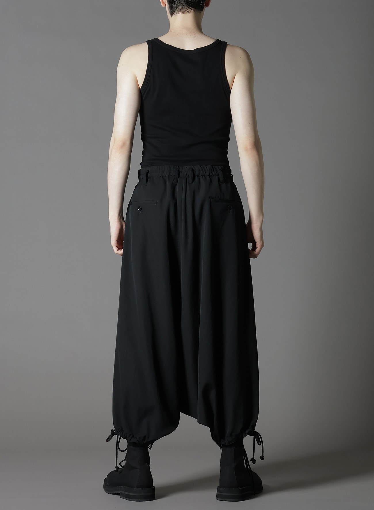 WOOL GABARDINE INSEAM BUTTON SAROUEL PANTS