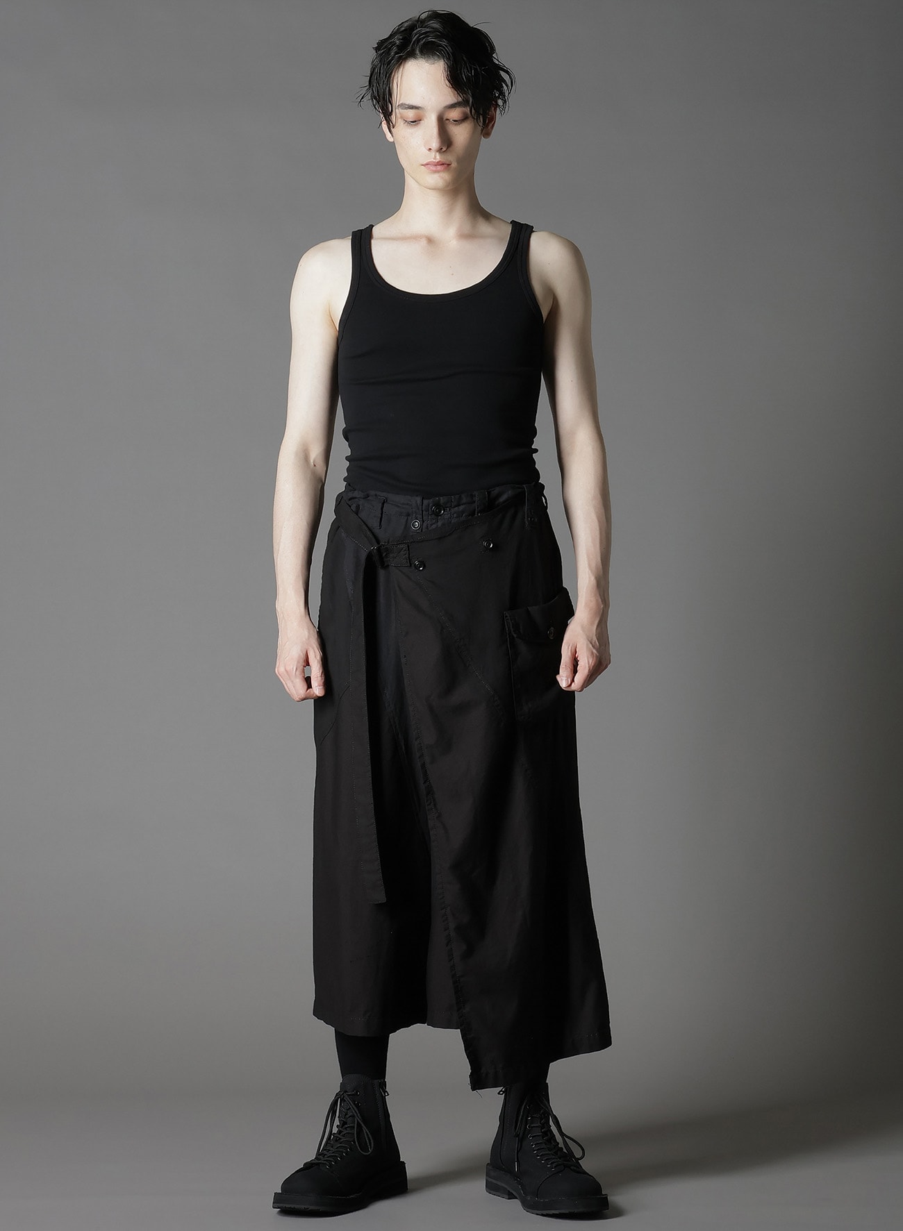 【1/17 10:00 Release】CUBISM PATCHWORK  PRODUCT DYED  WRAP SKIRT PANTS