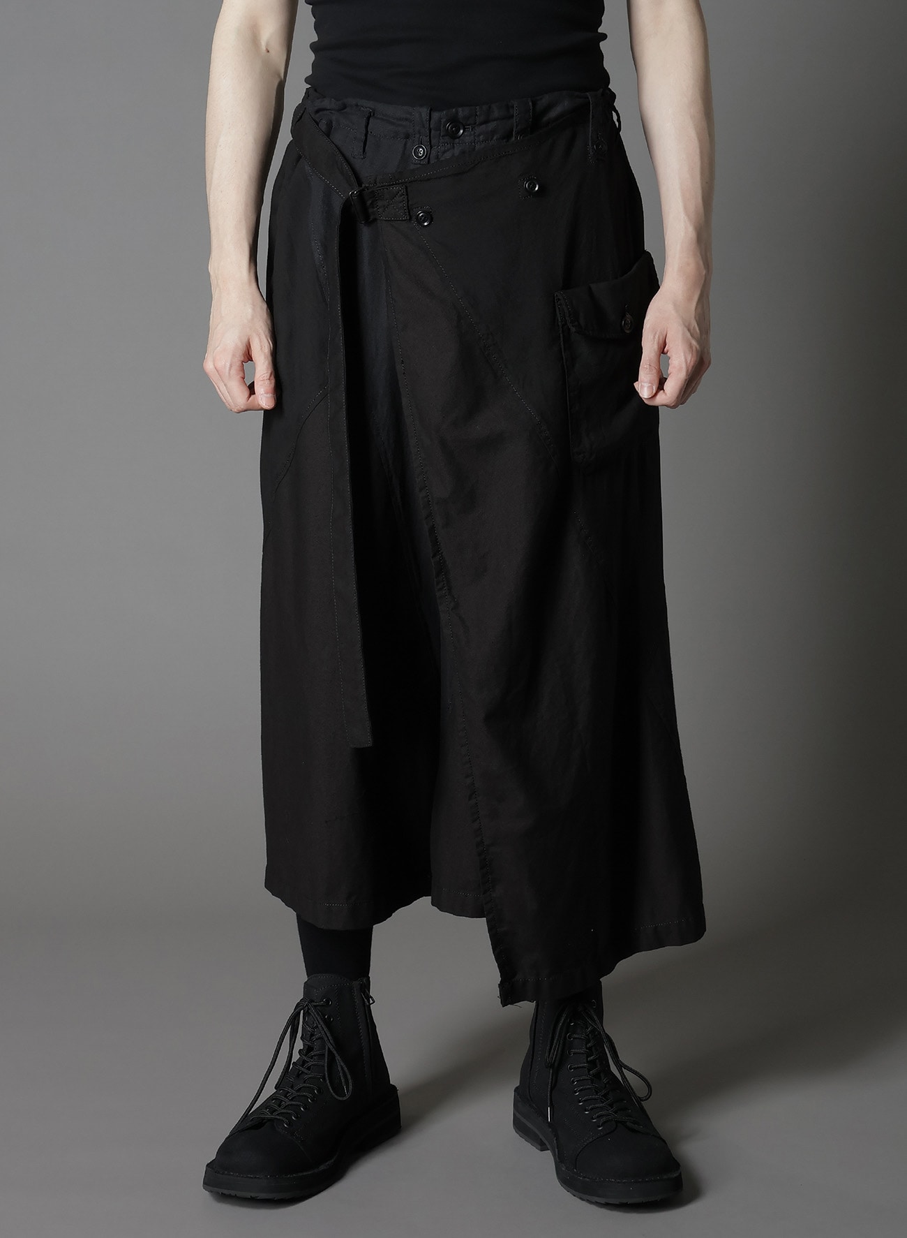 【1/17 10:00 Release】CUBISM PATCHWORK  PRODUCT DYED  WRAP SKIRT PANTS