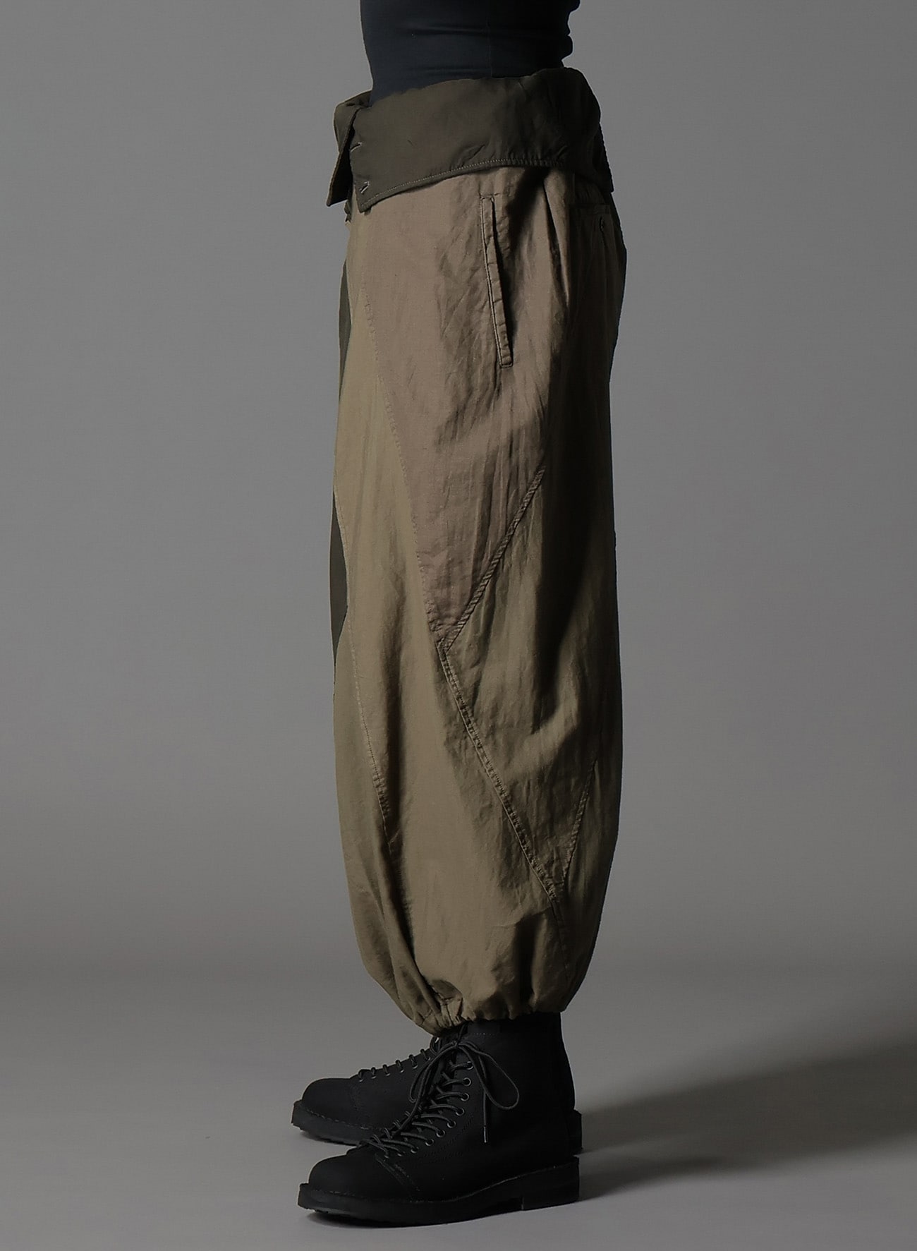 【1/17 10:00 Release】CUBISM PATCHWORK  PRODUCT DYED HIGH WAIST TUCK PANTS