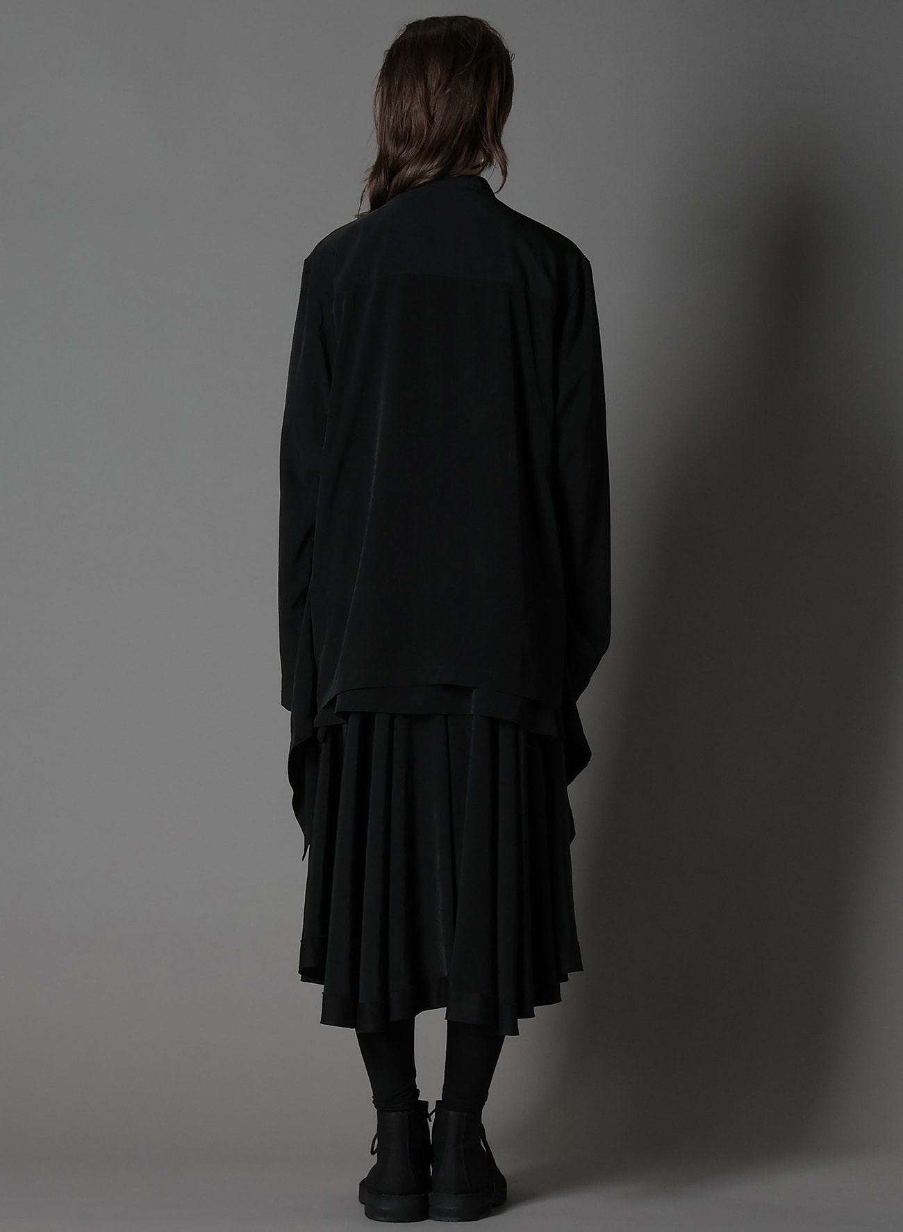 SILICON JERSEY+ CREPE DE CHINE FRONT DOUBLE FLOUNCE T-SHIRT