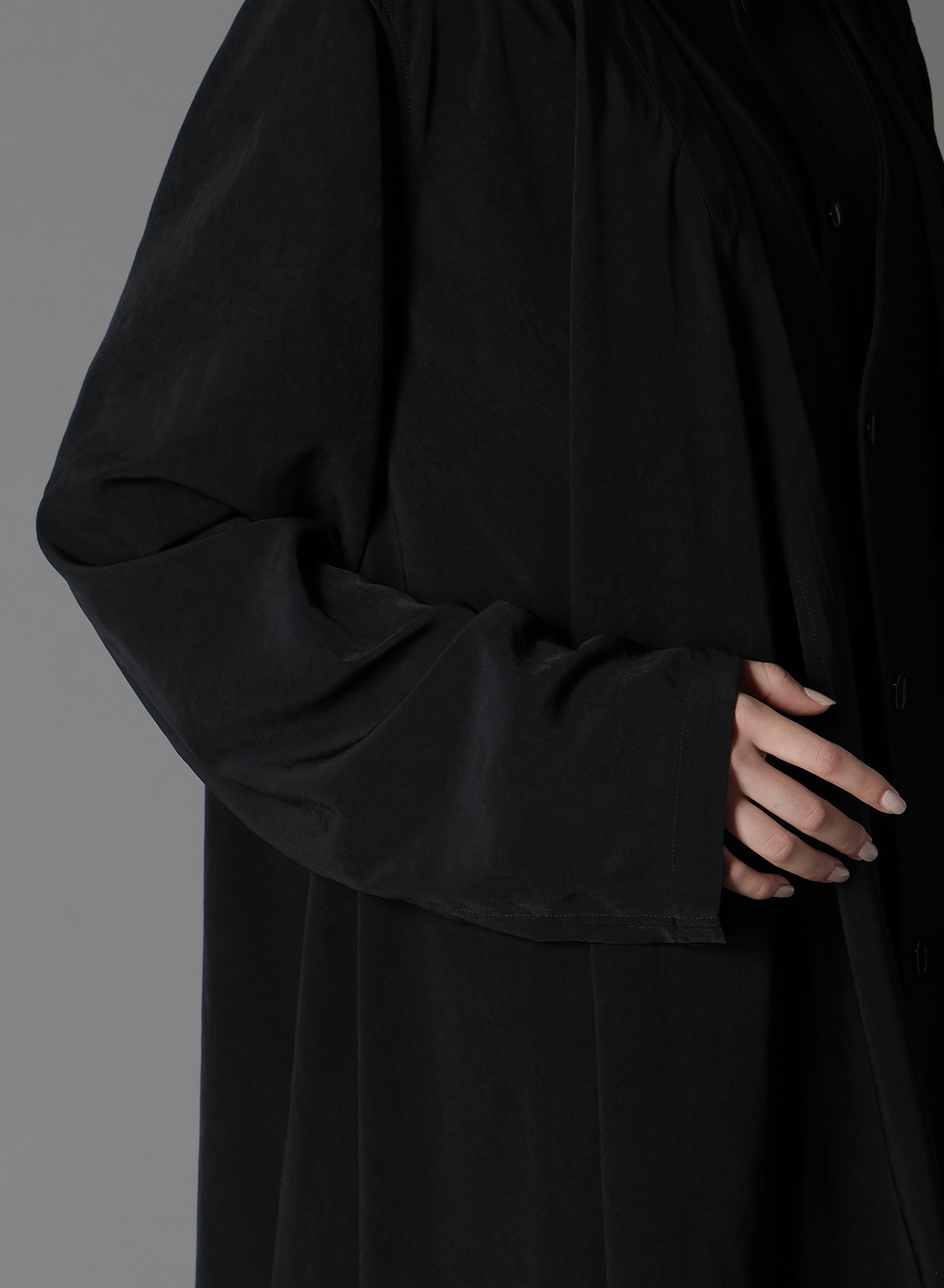 SILICON JERSEY+ CREPE DE CHINE FRONT DOUBLE FLOUNCE T-SHIRT