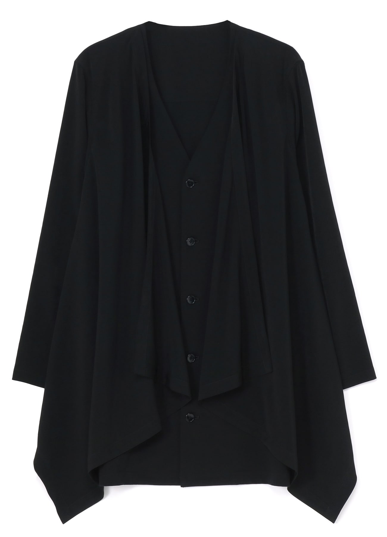 SILICON JERSEY+ CREPE DE CHINE FRONT DOUBLE FLOUNCE T-SHIRT