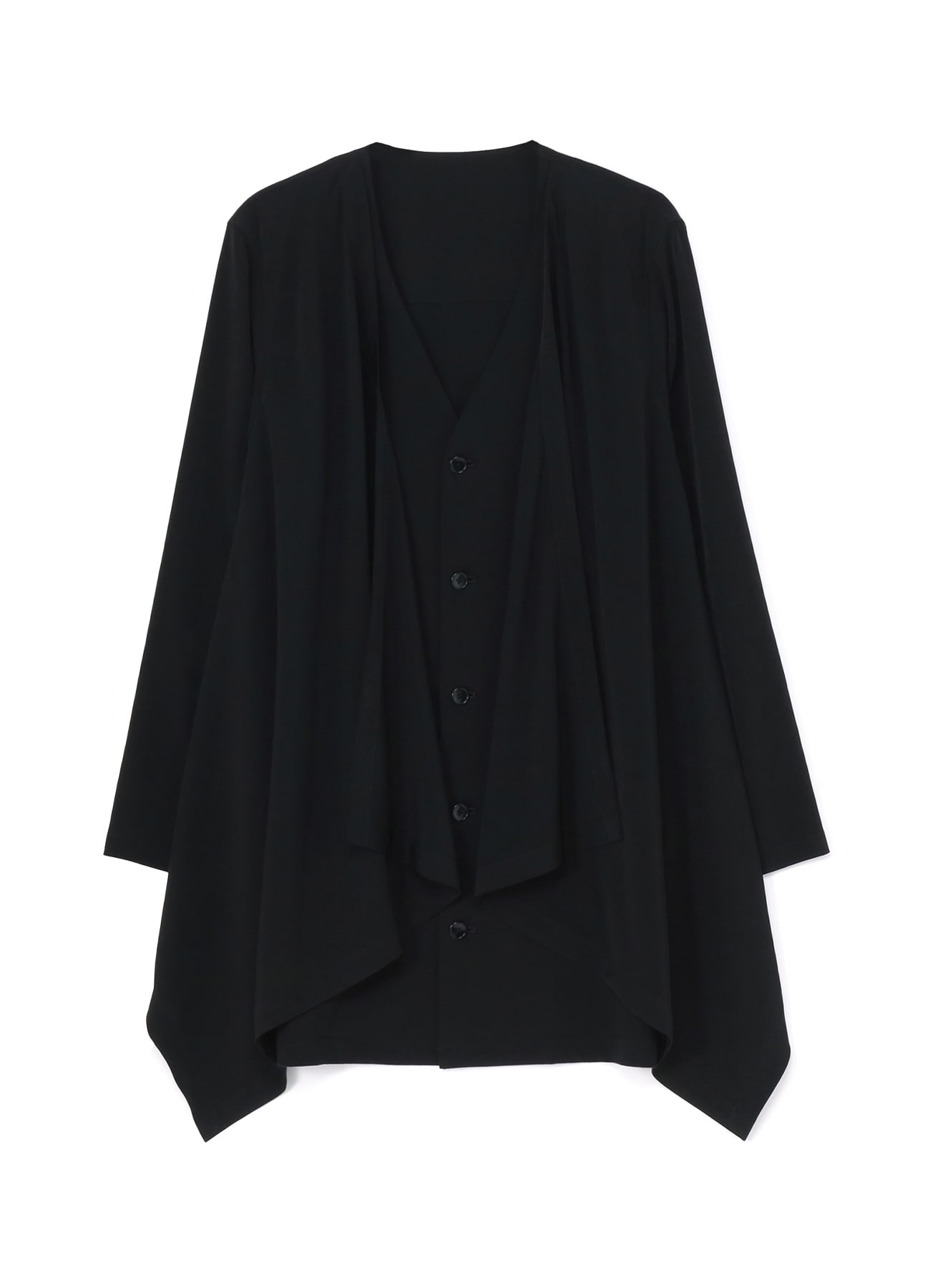 SILICON JERSEY+ CREPE DE CHINE FRONT DOUBLE FLOUNCE T-SHIRT
