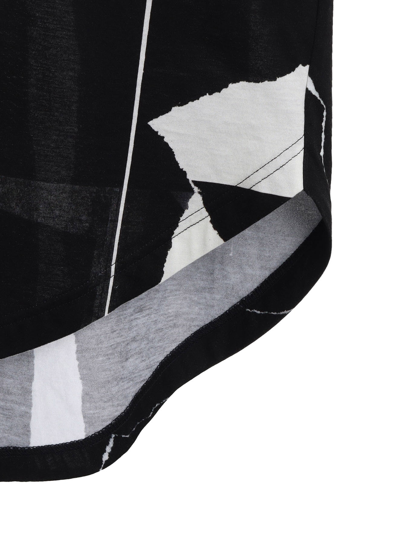 COTTON JERSEY TORN PATTERN HEM ROUND JUMBO T-SHIRT SHORT SLEEVES