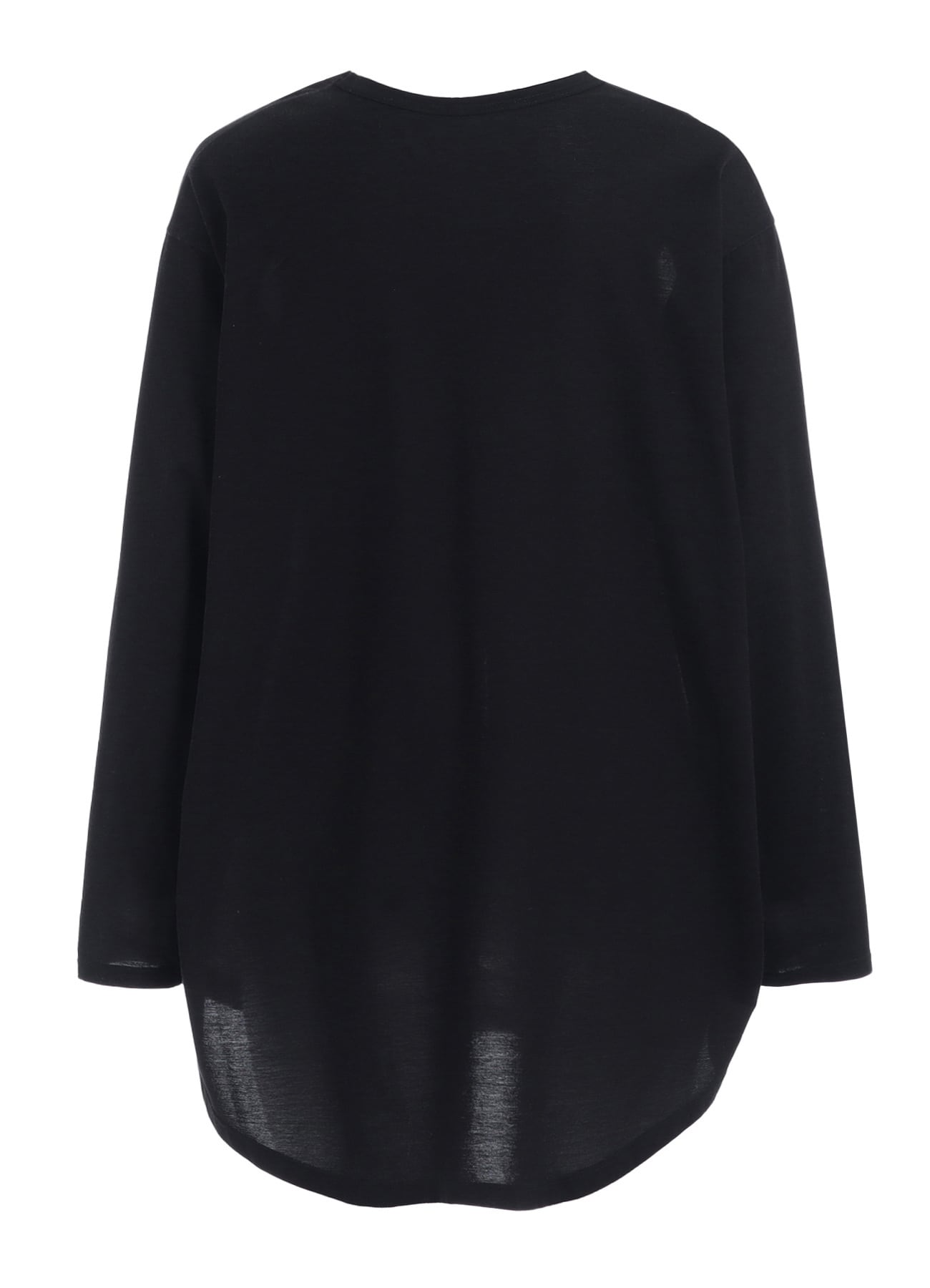 COTTON JERSEY TORN PATTERN HEM ROUND JUMBO T-SHIRT LONG SLEEVES