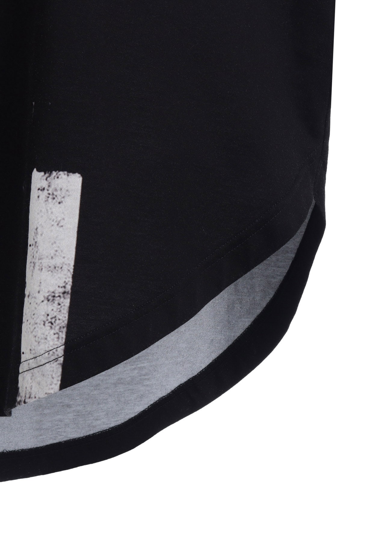 COTTON JERSEY TORN PATTERN HEM ROUND JUMBO T-SHIRT LONG SLEEVES