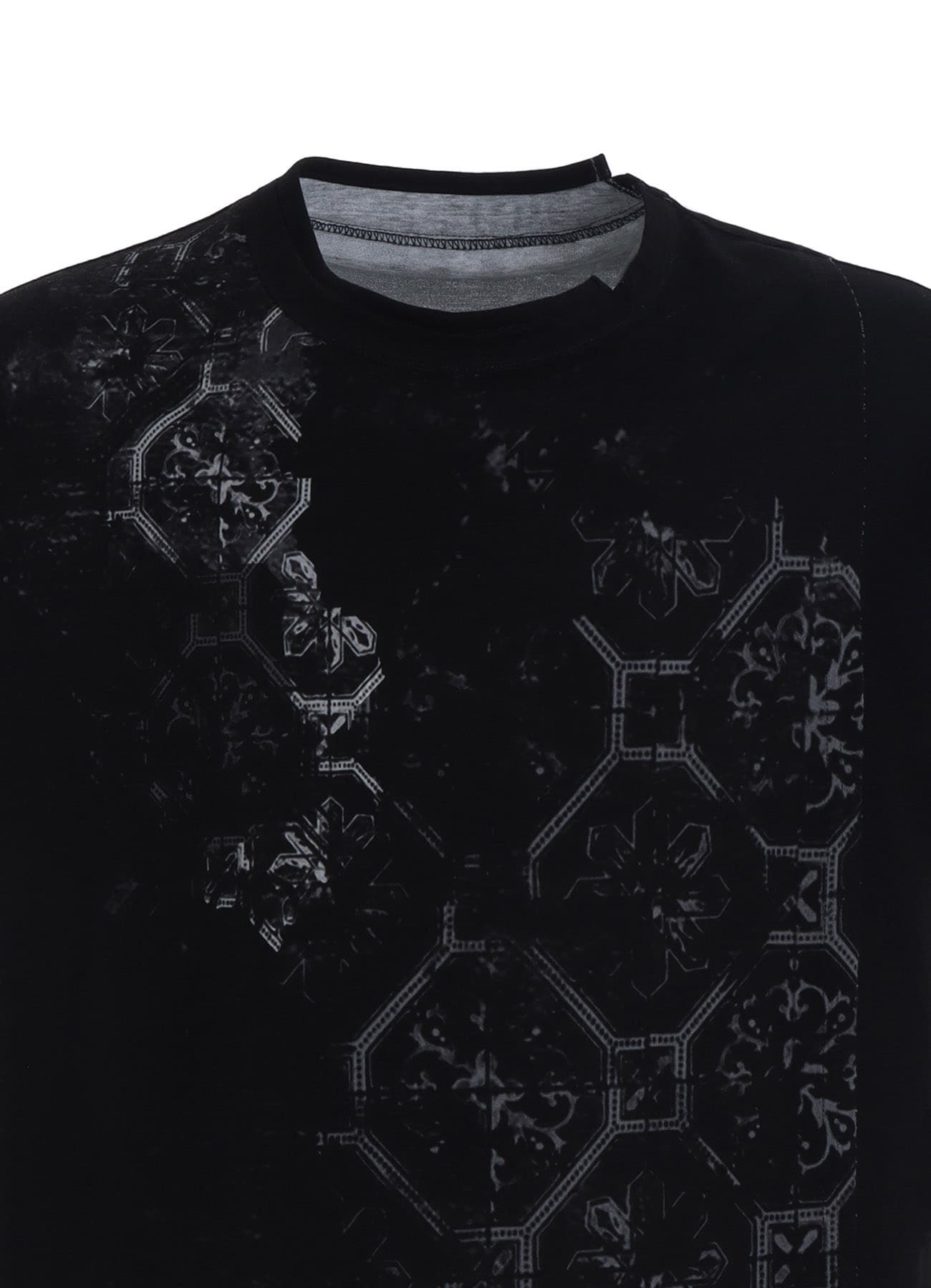 COTTON JERSEY TILE PATTERN T-SHIRT MIX TIERED T-SHIRT