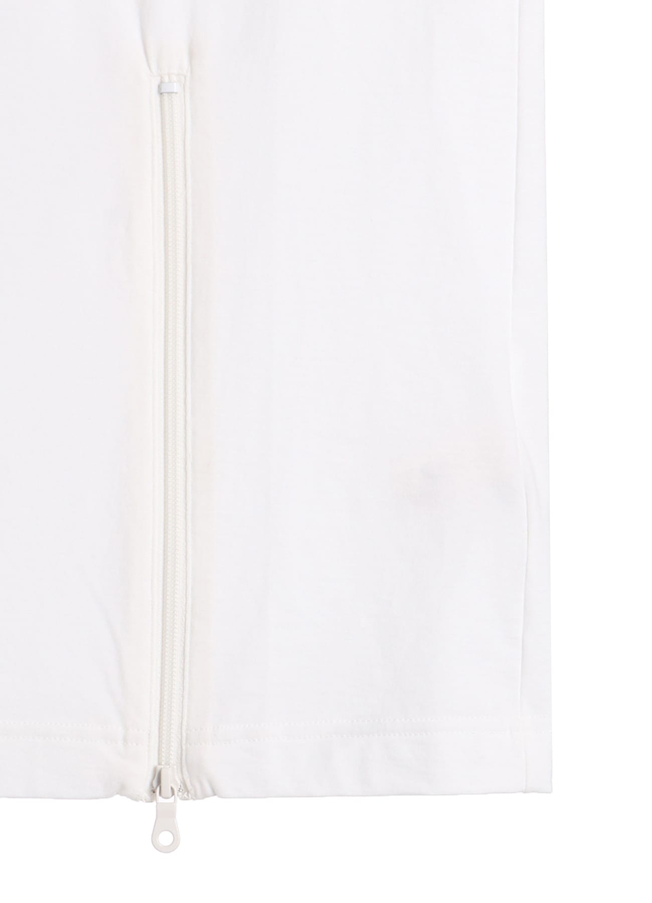 COTTON JERSEY LEFT ZIPPER SLIT T-SHIRT