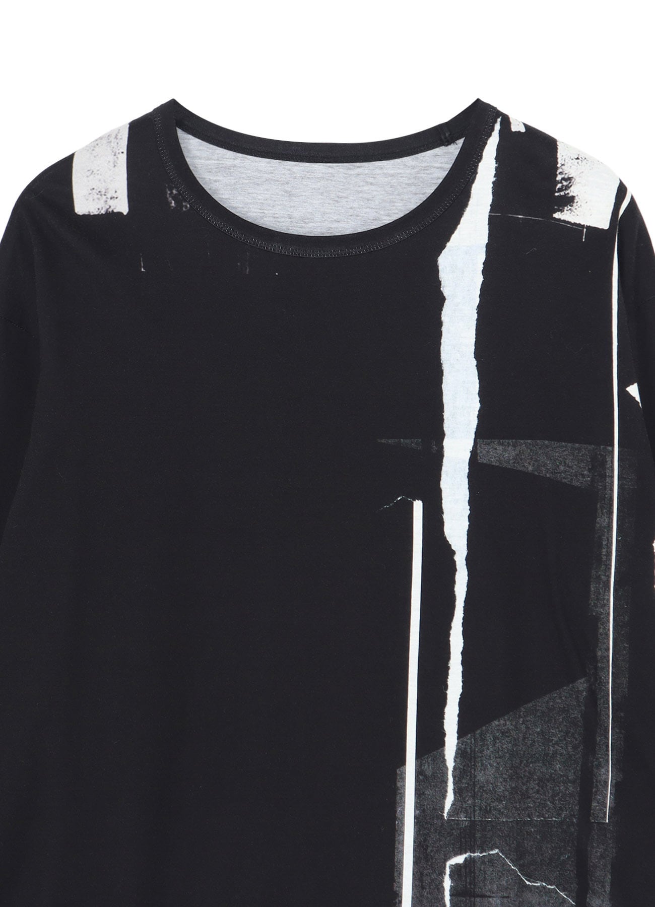 COTTON JERSEY TORN PATTERN SLASH PIPING T-SHIRT