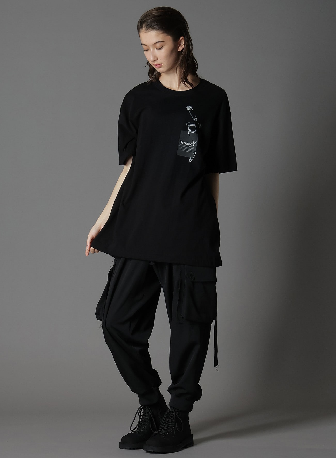 COTTON JERSEY TROMPE-L'OEIL PIN T-SHIRT