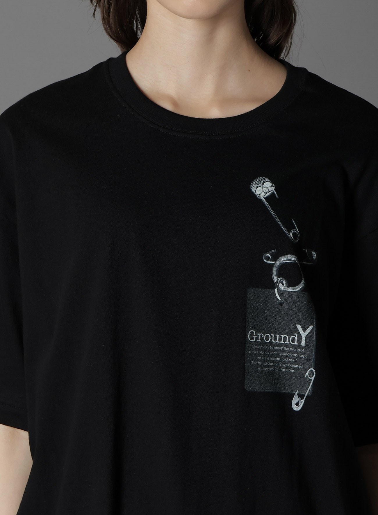 COTTON JERSEY TROMPE-L'OEIL PIN T-SHIRT