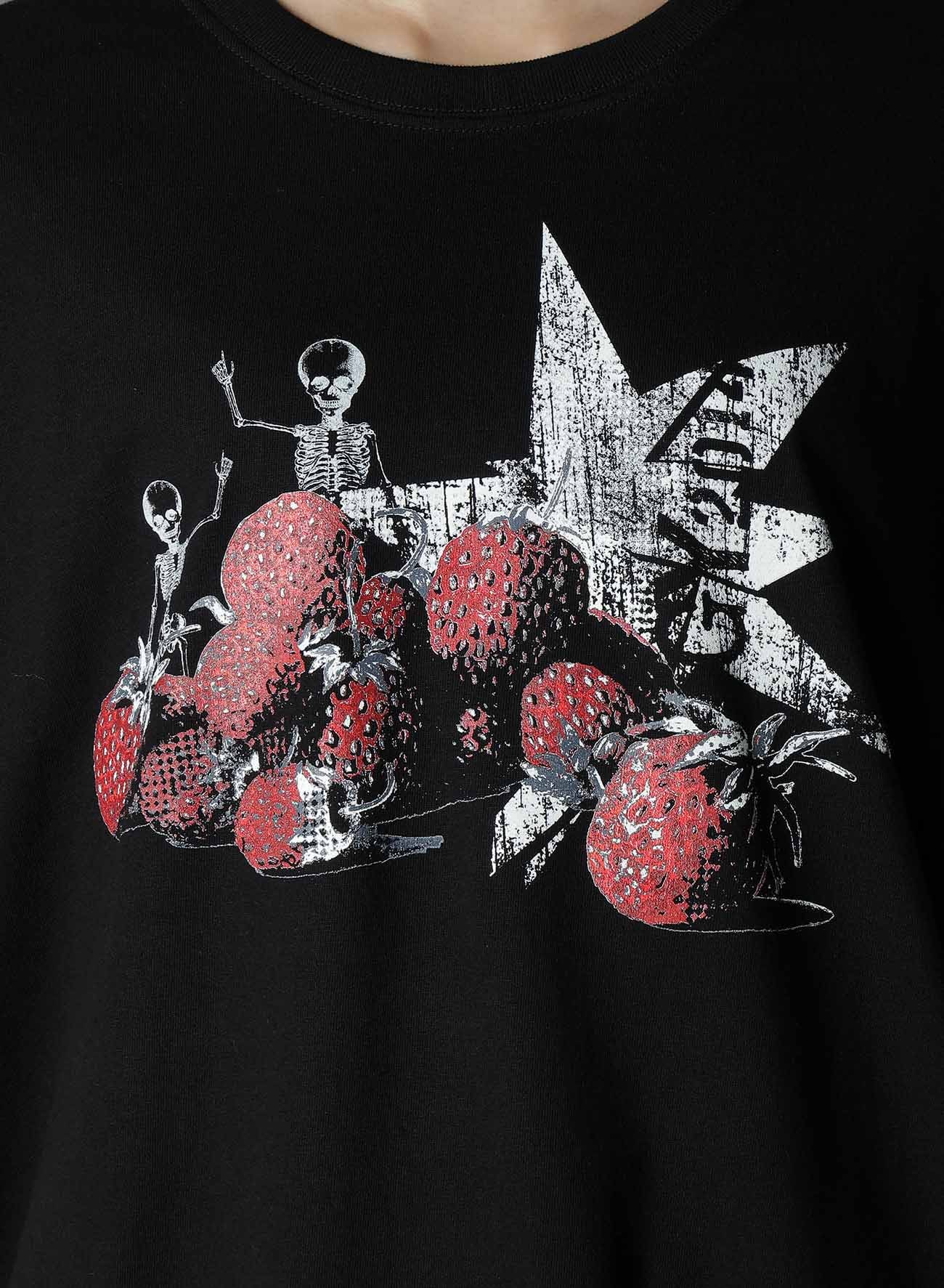 COTTON JERSEY SKULL STRAWBERRY T-SHIRT