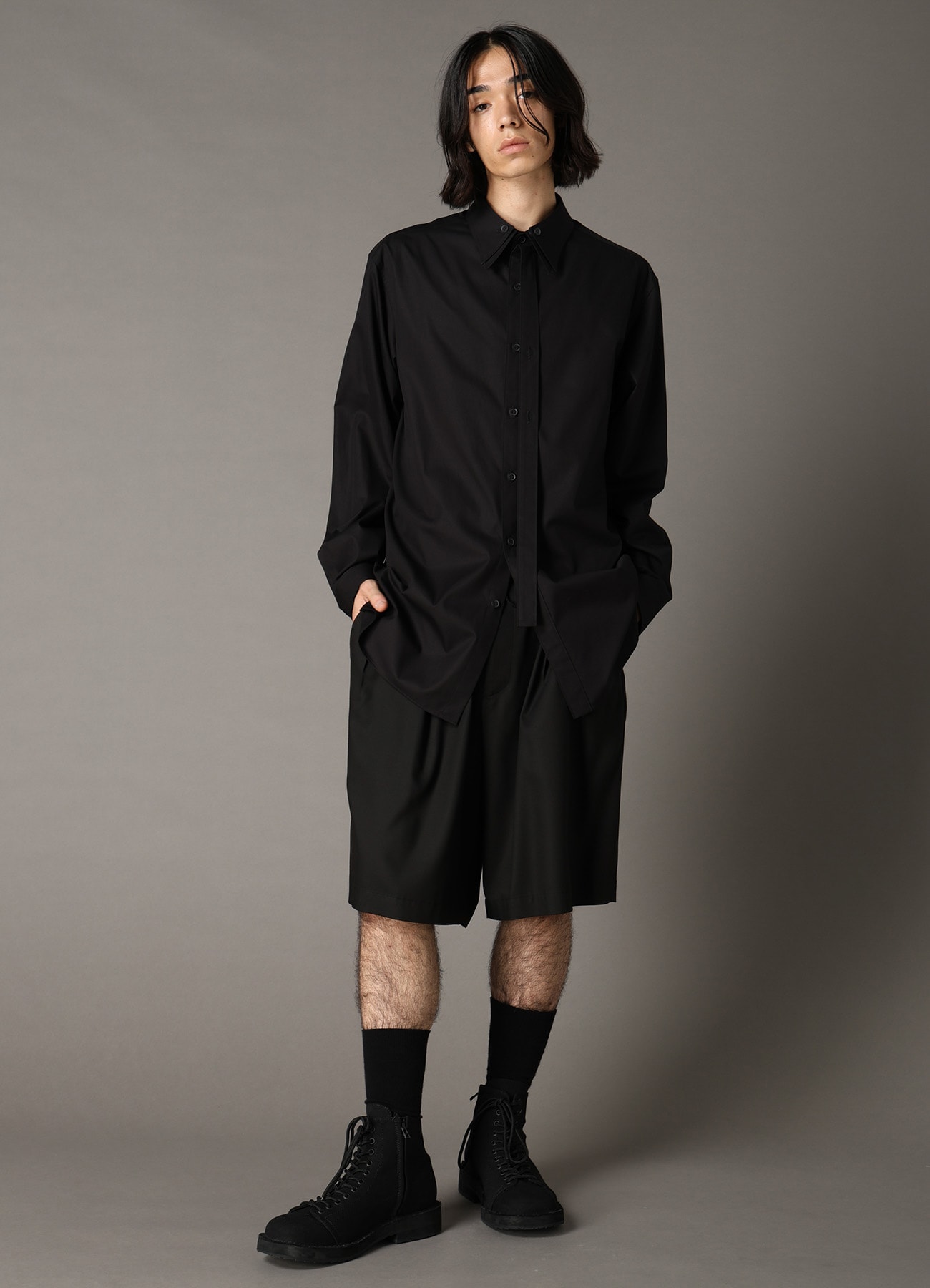 COTTON BROAD DOUBLE-LAYER COLLAR SHIRT