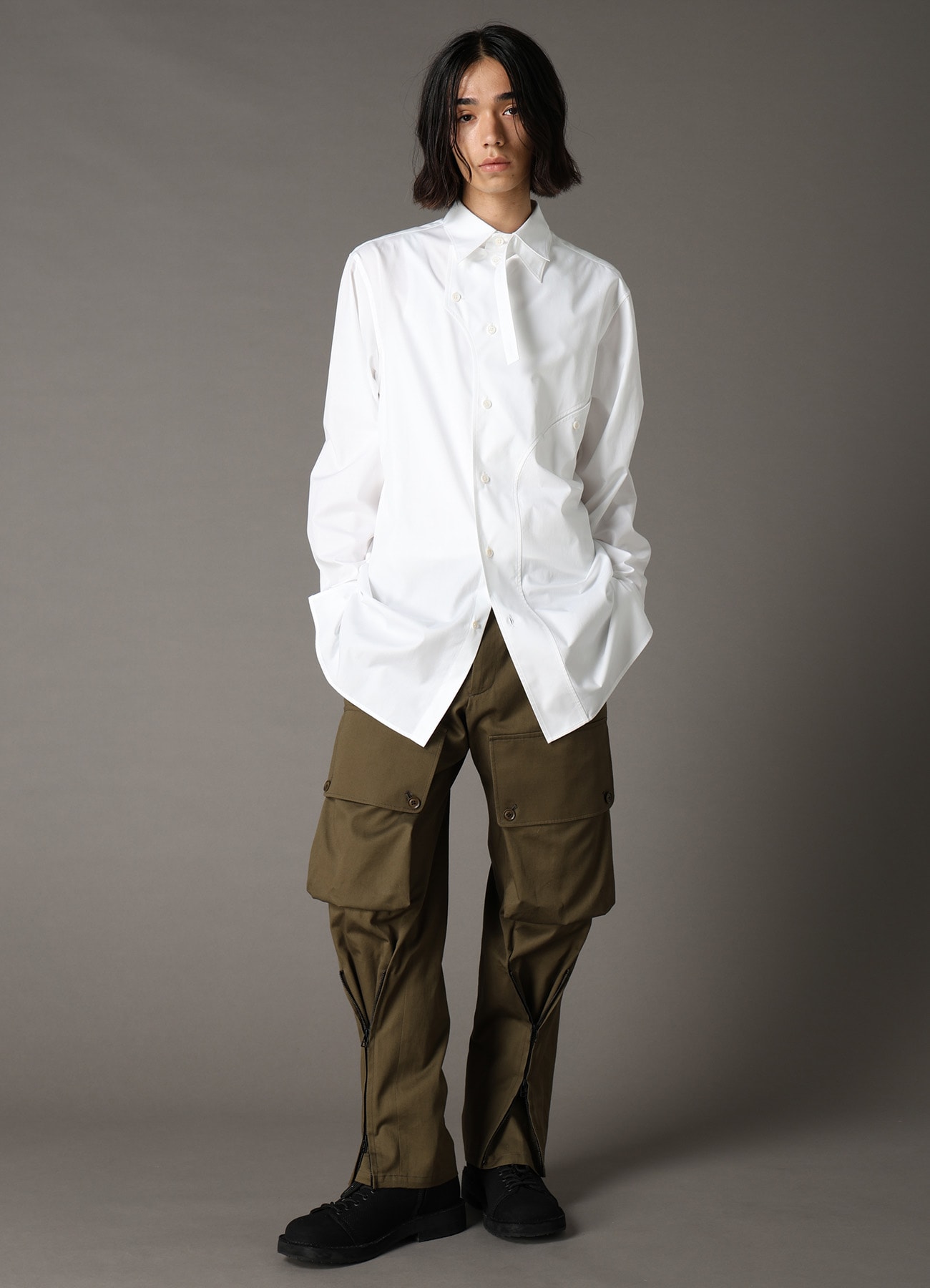 COTTON BROAD CURVED FRONT PANEL SHIRT