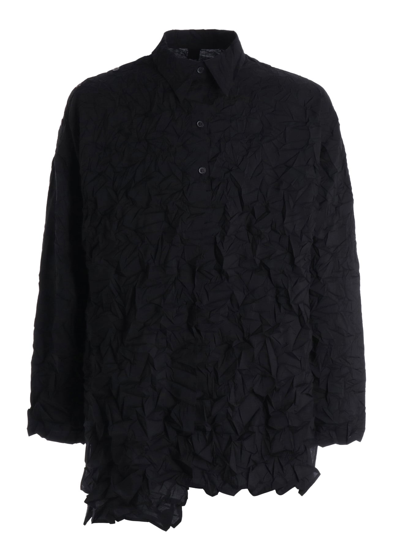 CRUSHED FABRIC DATCHED DOLMAN SHIRT